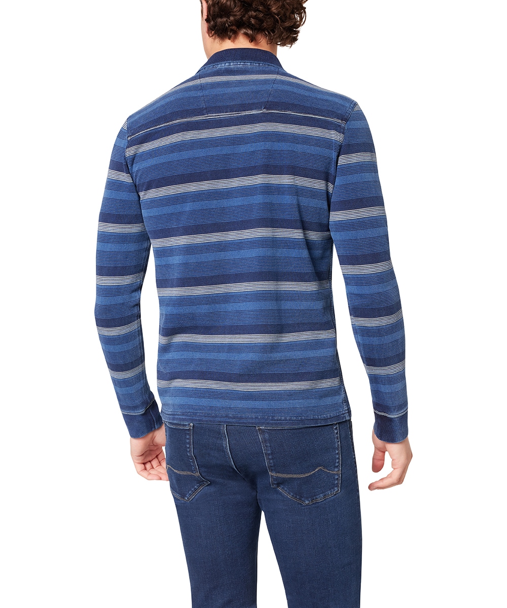Pioneer Authentic Jeans Langarm-Poloshirt, mit Streifenmuster