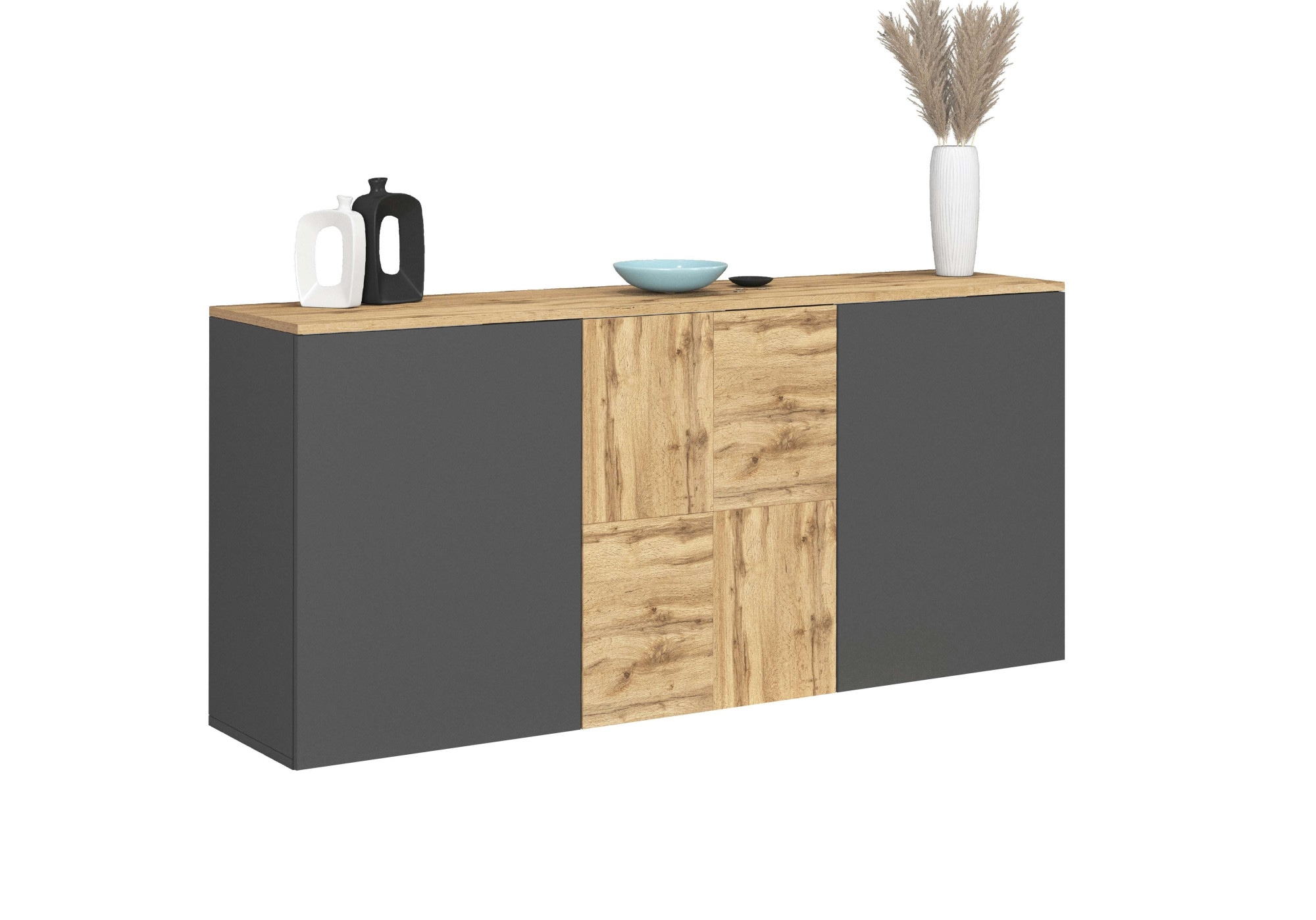 OTTO home Sideboard »ISEO, Kommode, Schrank, Sideboard, Lowboard, 6 Fächer, Breite 150 cm« 1 Stk. tlg. stehend/hängend, 3 Türen, 6 Fächer, Breite 150 cm