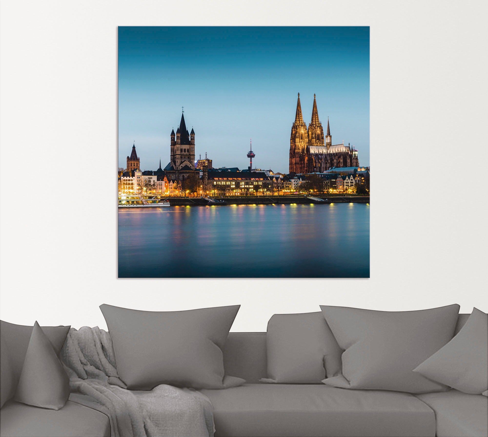 Artland Alu-Dibond-Druck »Köln Rheinpromenade«, Deutschland, (1 St.), für Innen- und Außenbereich geeignet, Outdoorbild