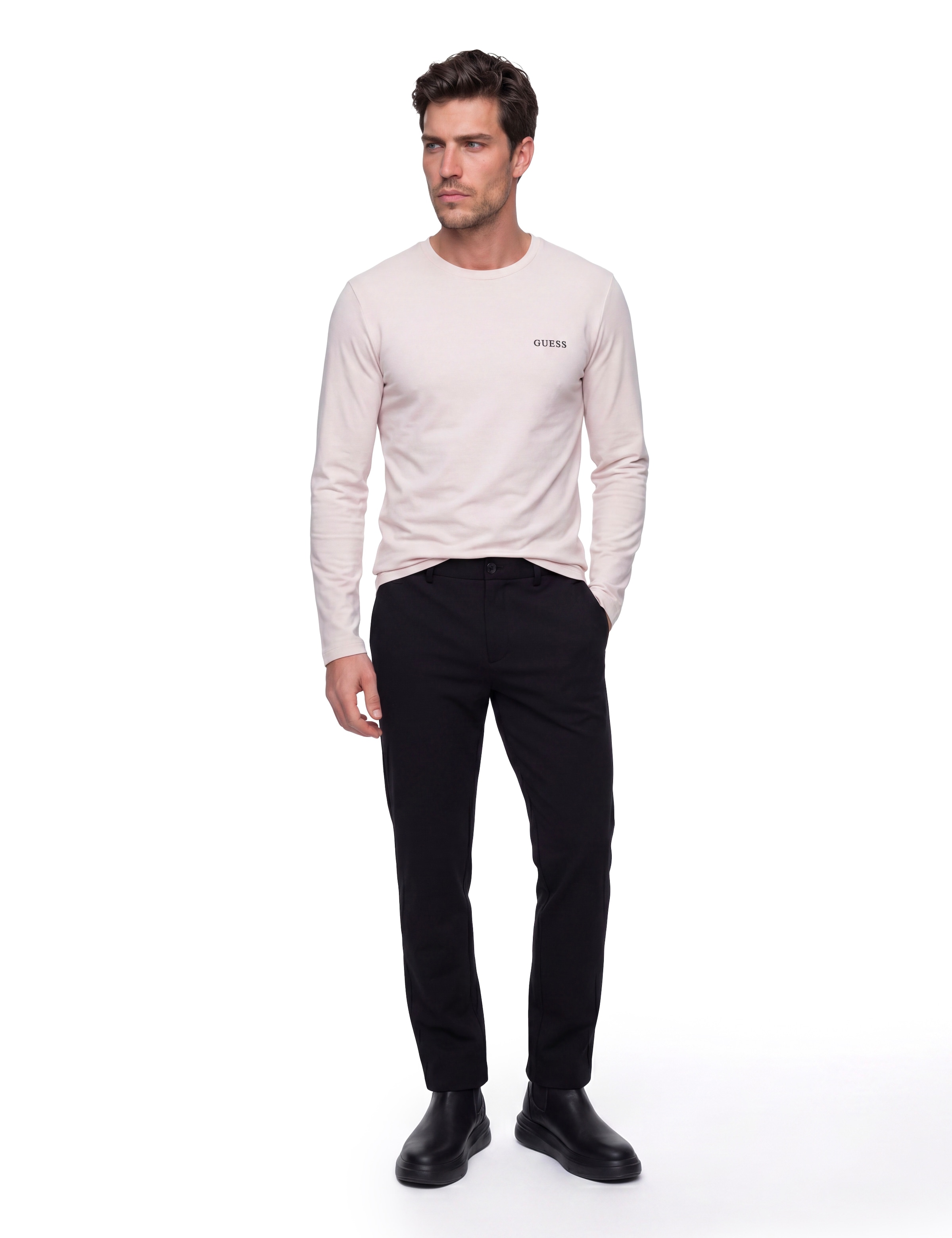 Guess Langarmshirt »TEE CN LS 3 PACK« Packung, 3 aus reiner Baumwolle