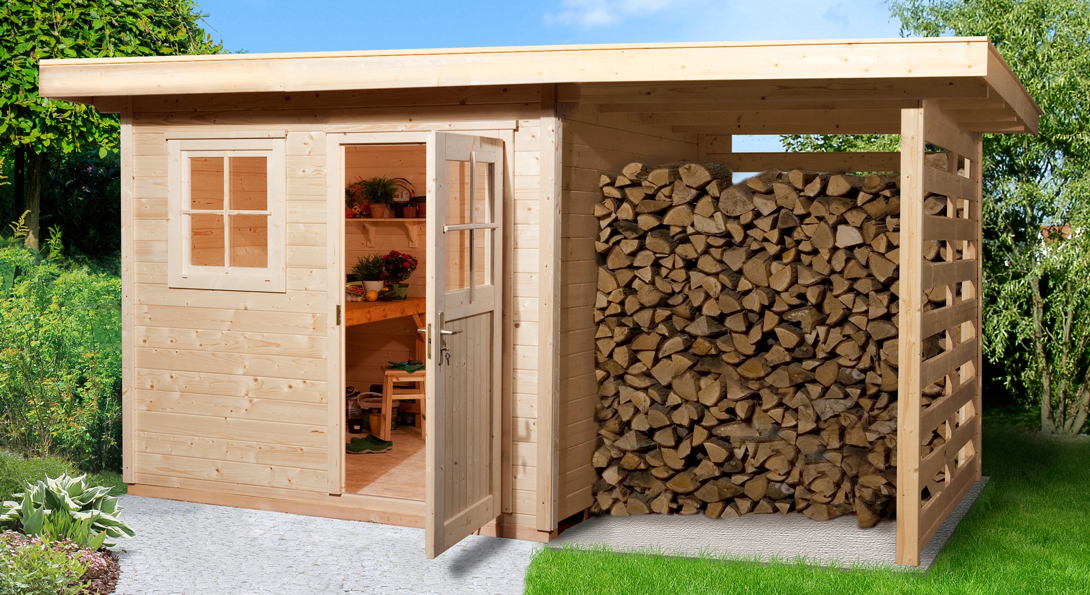 weka, Gartenhaus »170A Gr.2«, naturbelassen, Massivholz, Fußboden im Gartenhaus, naturbelassen