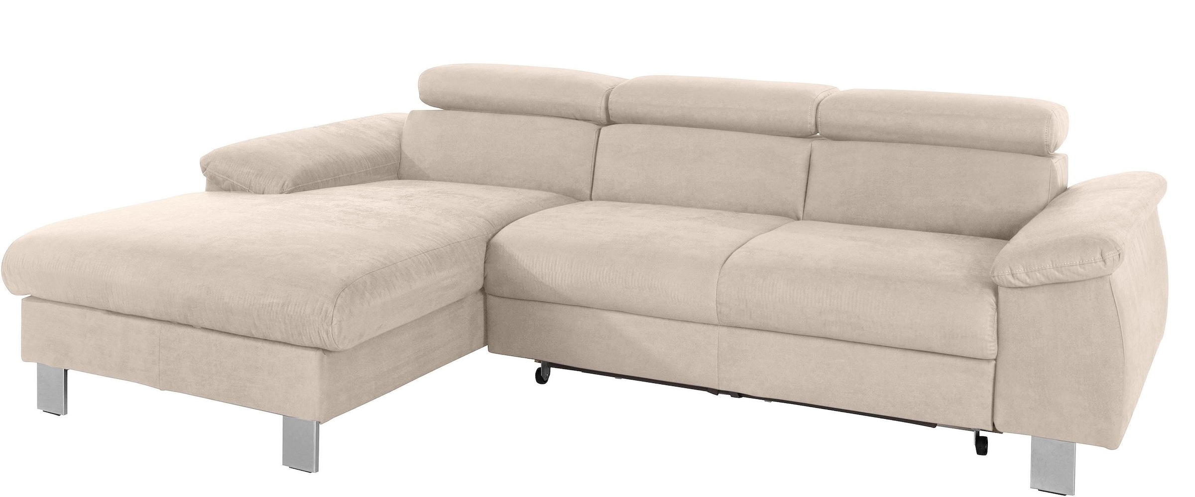COTTA Polstergarnitur »Komaris L-Form, B: 242 bzw. 100 cm (Set: Ecksofa & Hocker)« Set,  mit Kopfteilverstellung, optional Bettfunktion, Bettkasten & Licht