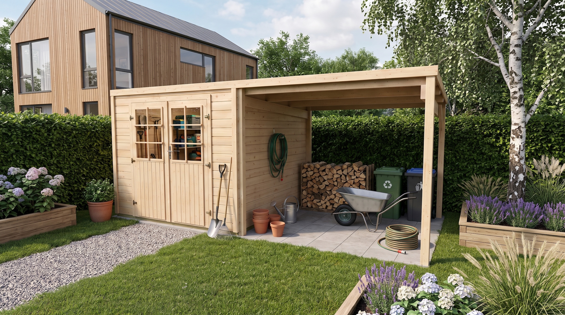 weka Gartenhaus »Lugo 3 mit Anbau« 19mm 235x235