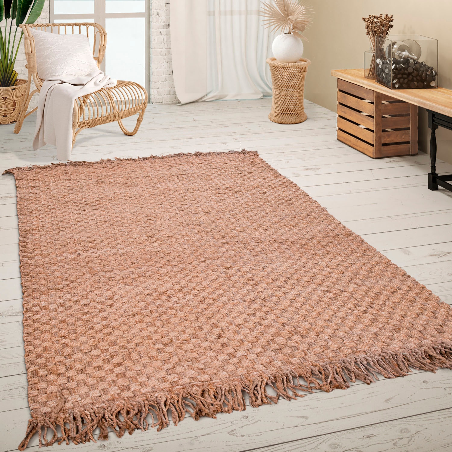 Paco Home Teppich »Skive 688« rechteckig 13 mm Höhe Wendeteppich, handgeflochten, Naturfaser, Boho-Style, auch als Läufer