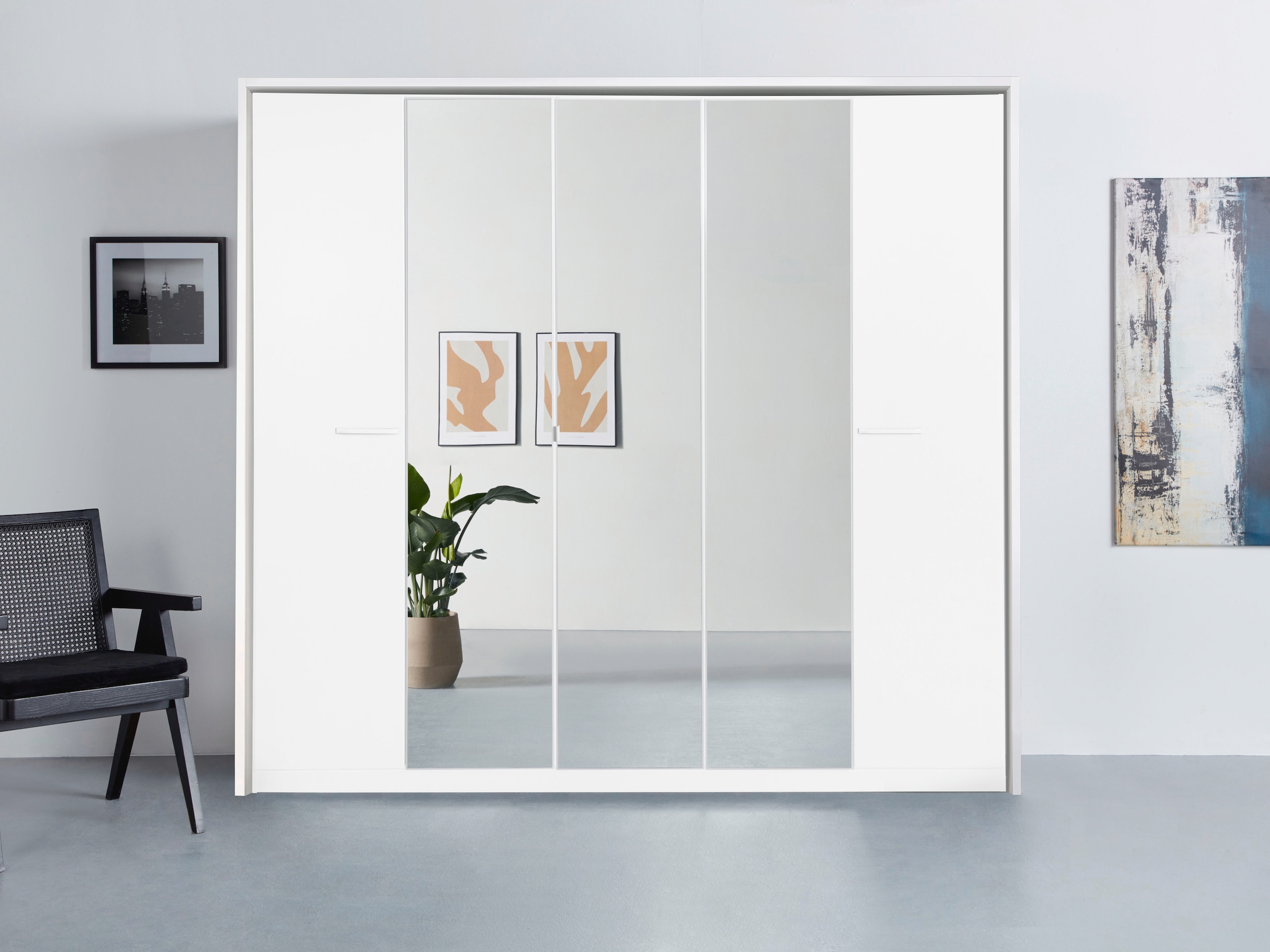 rauch Drehtürenschrank »Kleiderschrank Schrank Garderobe Wäscheschrank Ankleide OTELI« erhältlich in Breiten 230/275 cm inkl. Innenschubladen und extra Böden,  mit Mittelspiegel und Passepartout optional mit Beleuchtung