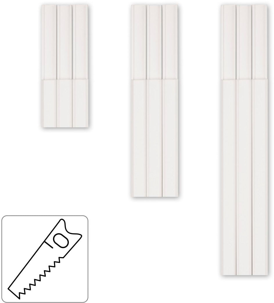 Hama Kabelkanal, (3 St.), PVC Kabelschacht, eckig, selbstklebend, 100/2,1/1,0 cm, Weiß