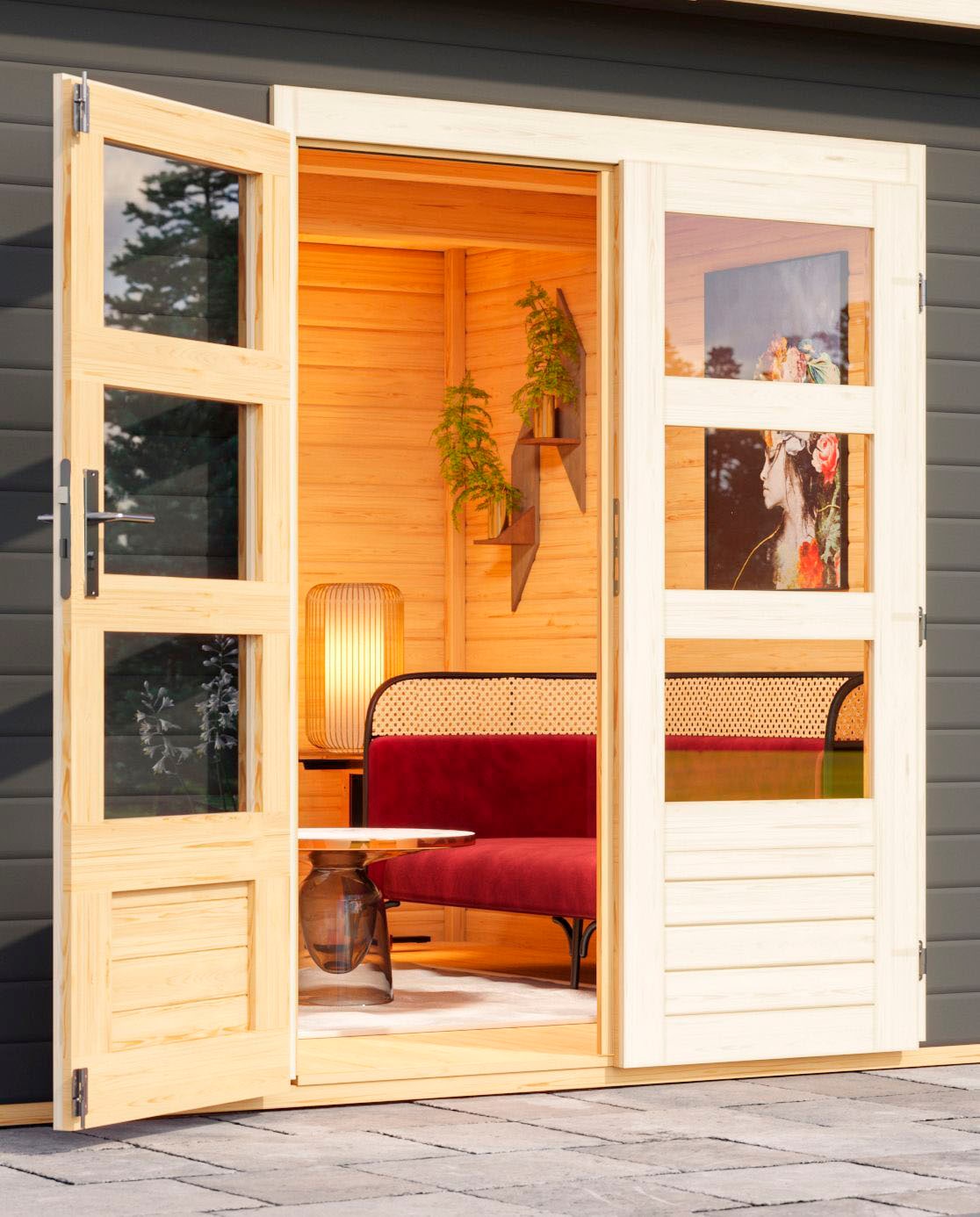 Karibu Gartenhaus »Trittau 3«, mit Anbaudach und Fenster