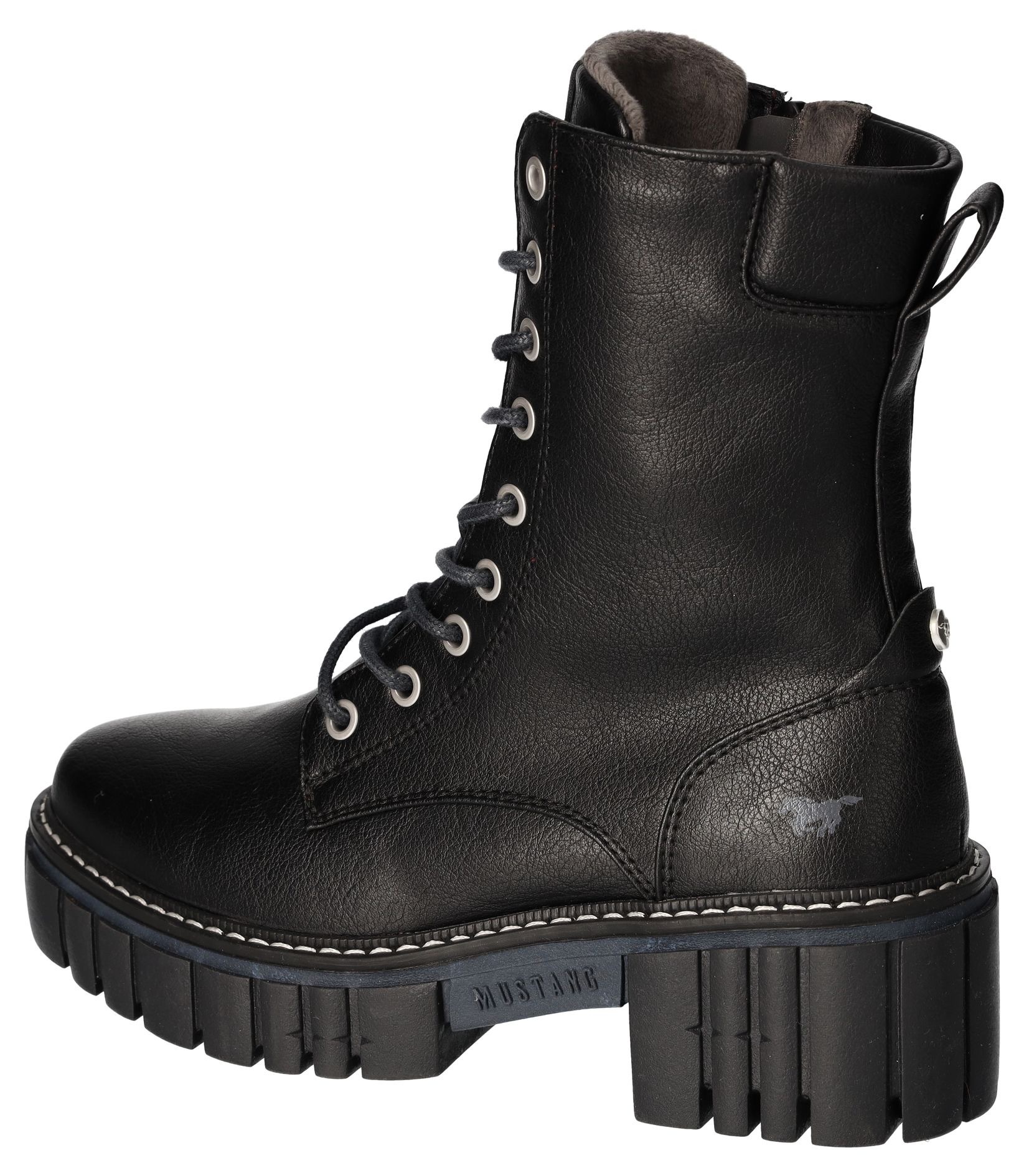 Mustang Shoes Schnürboots, Blockabsatz, Schnürstiefelette mit käftiger Profilsohle
