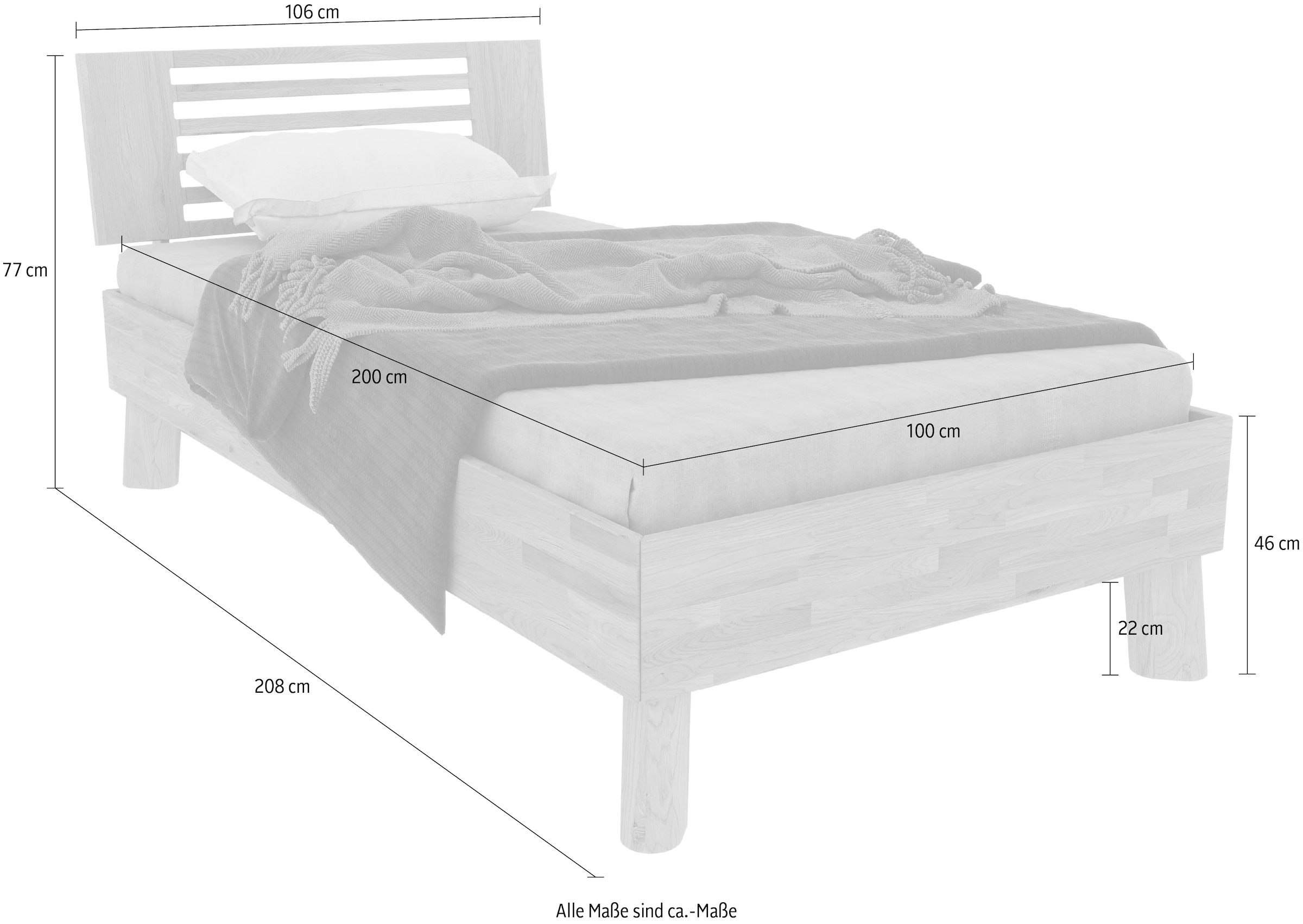 Home affaire Massivholzbett »Chavot III« wahlweise in Kernbuche oder Wildeiche erhältlich