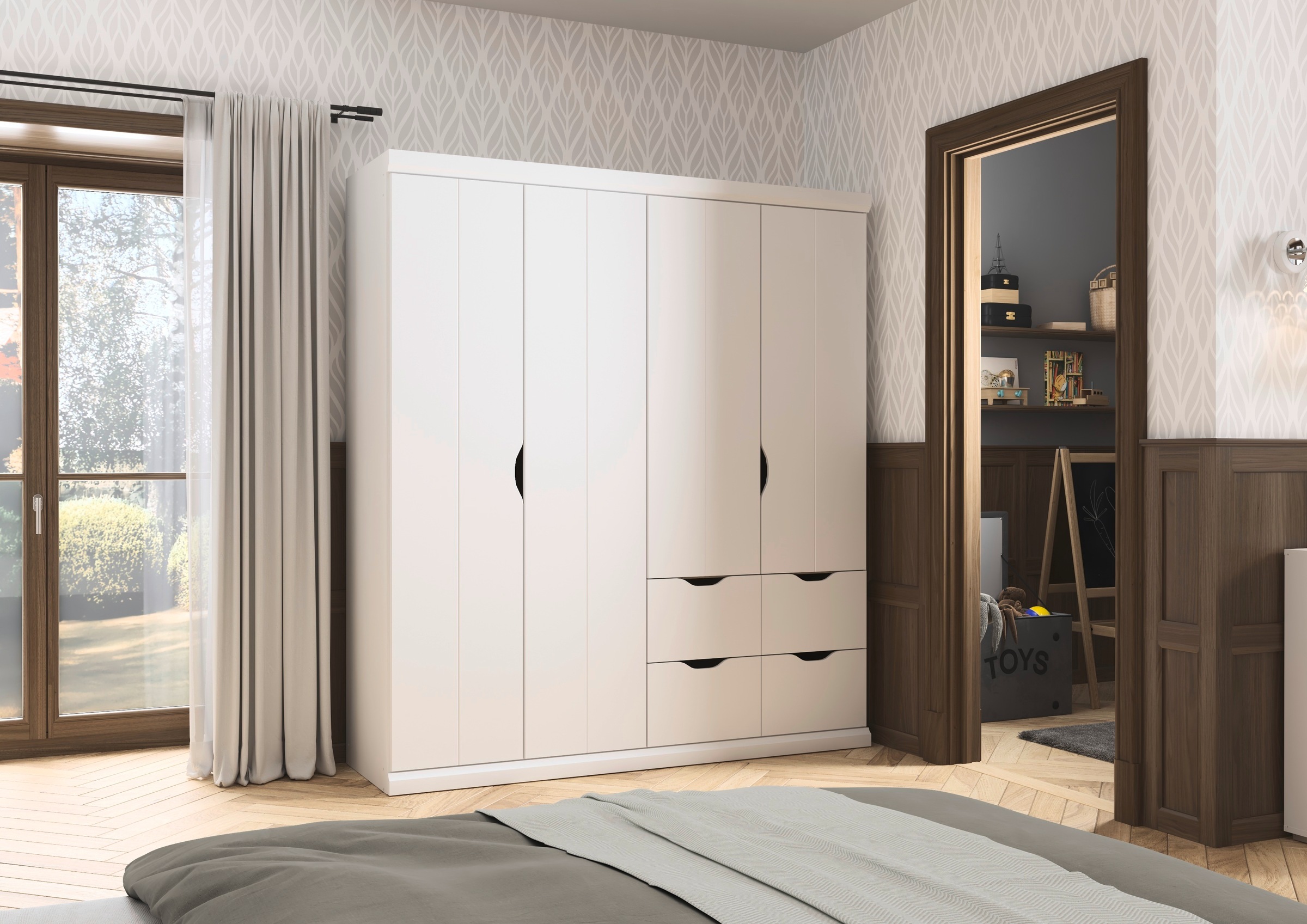 rauch Kleiderschrank »Drehtürenschrank Schrank Garderobe Wäscheschrank Schlafzimmer MARLENE«, (in 3 verschiedenen Ausstattungen BASIC/CLASSIC/PREMIUM), in 3 Breiten 91/136/181 cm im Landhaus-Stil MADE IN GERMANY