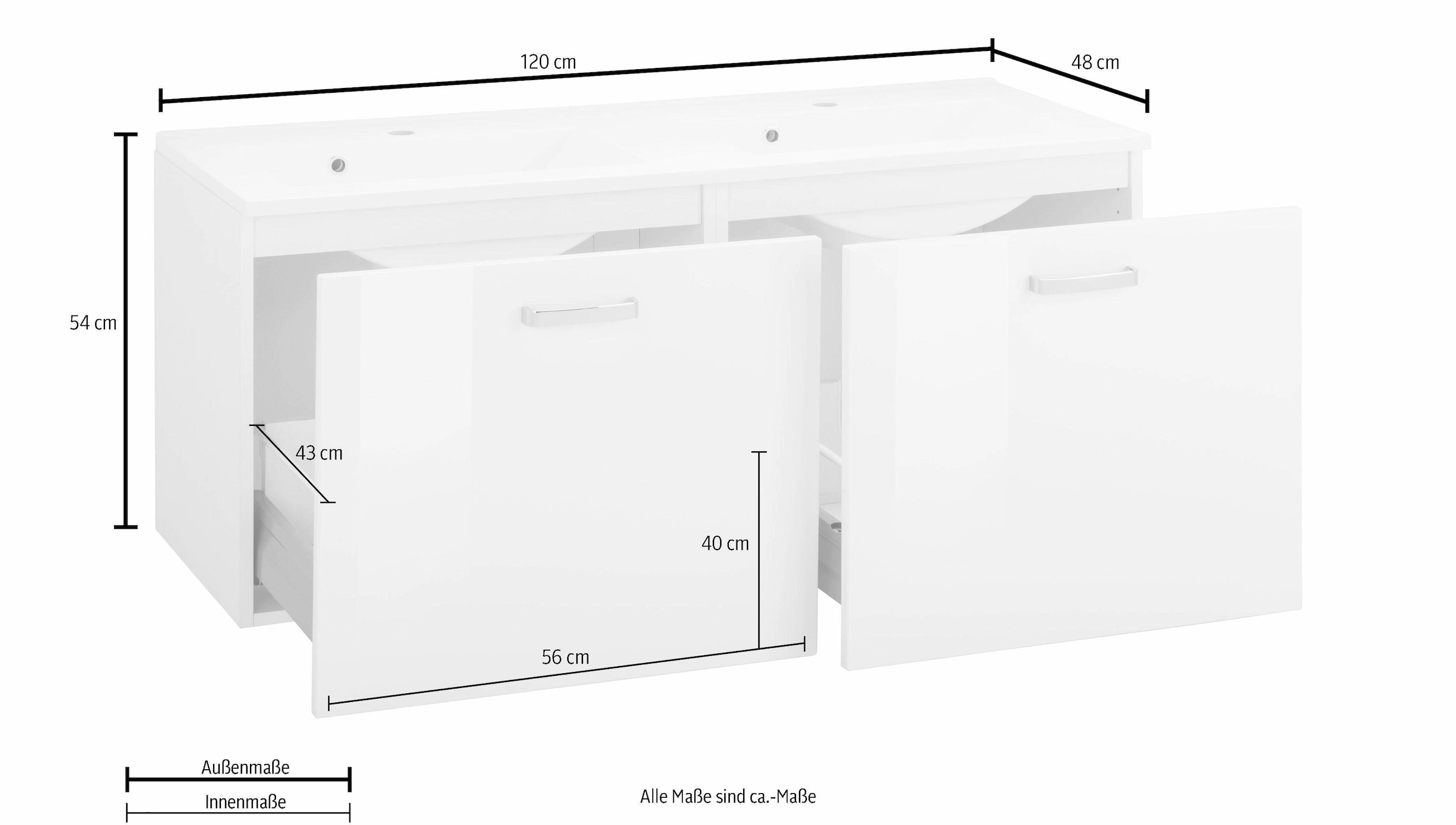 welltime Waschtisch »Ravenna« Doppelwaschplatz