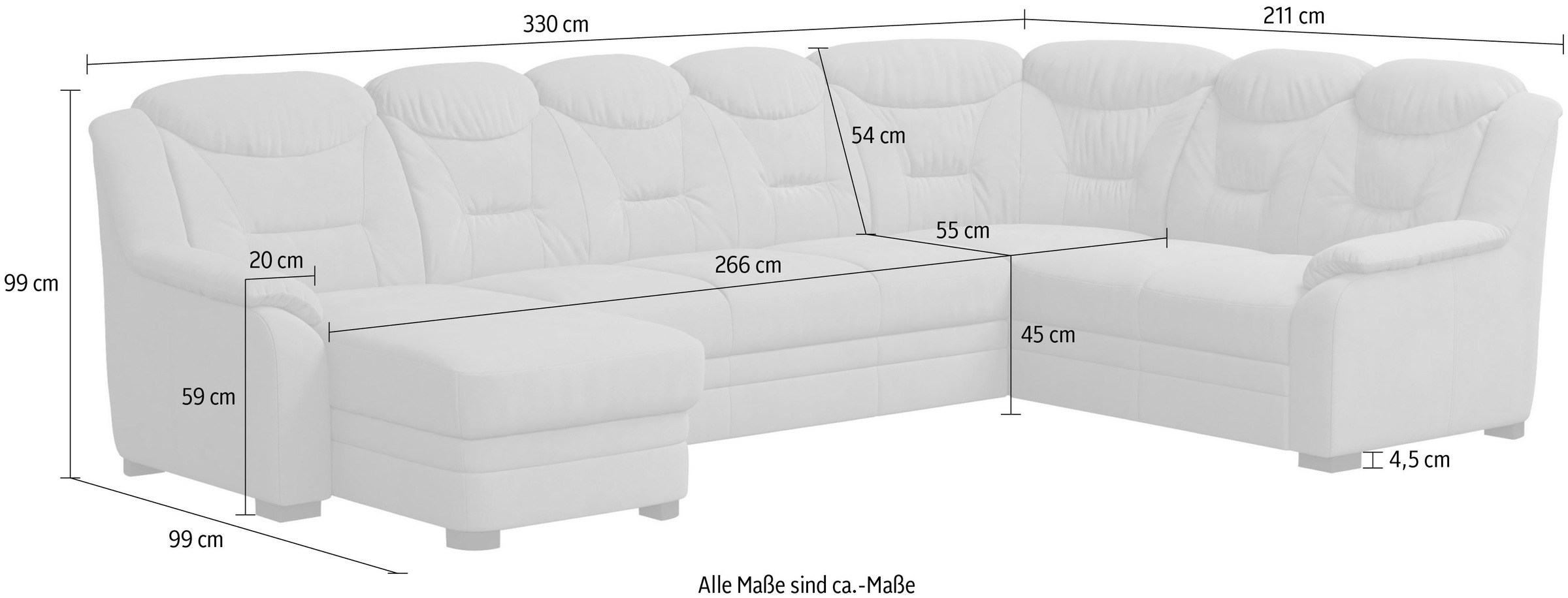 COTTA Wohnlandschaft »Marcus U-Form«, wahlweise mit Bettfunktion & Stauraum