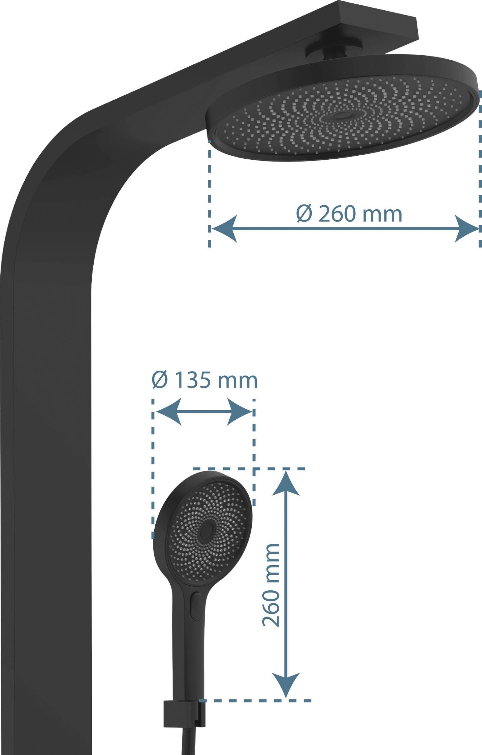 Schütte Duschsystem »SAMOA RAIN«, 3-fach verstellbare Wellness Handbrause mit Antikalk-Noppen