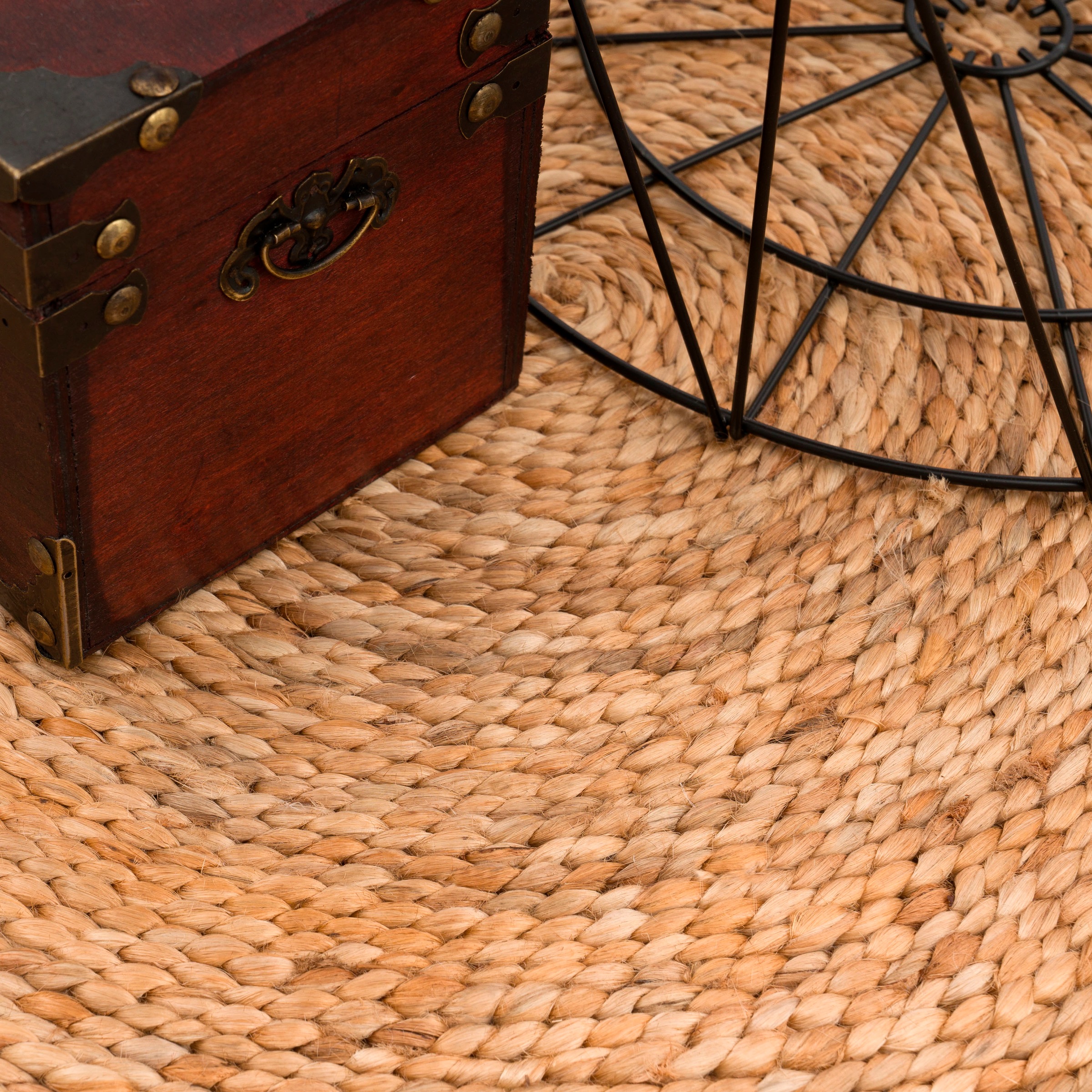 Paco Home Teppich »Viborg 596«, rund, 13 mm Höhe, handgefertigter Natur-Teppich, Jute, Modern, Boho, Ethno