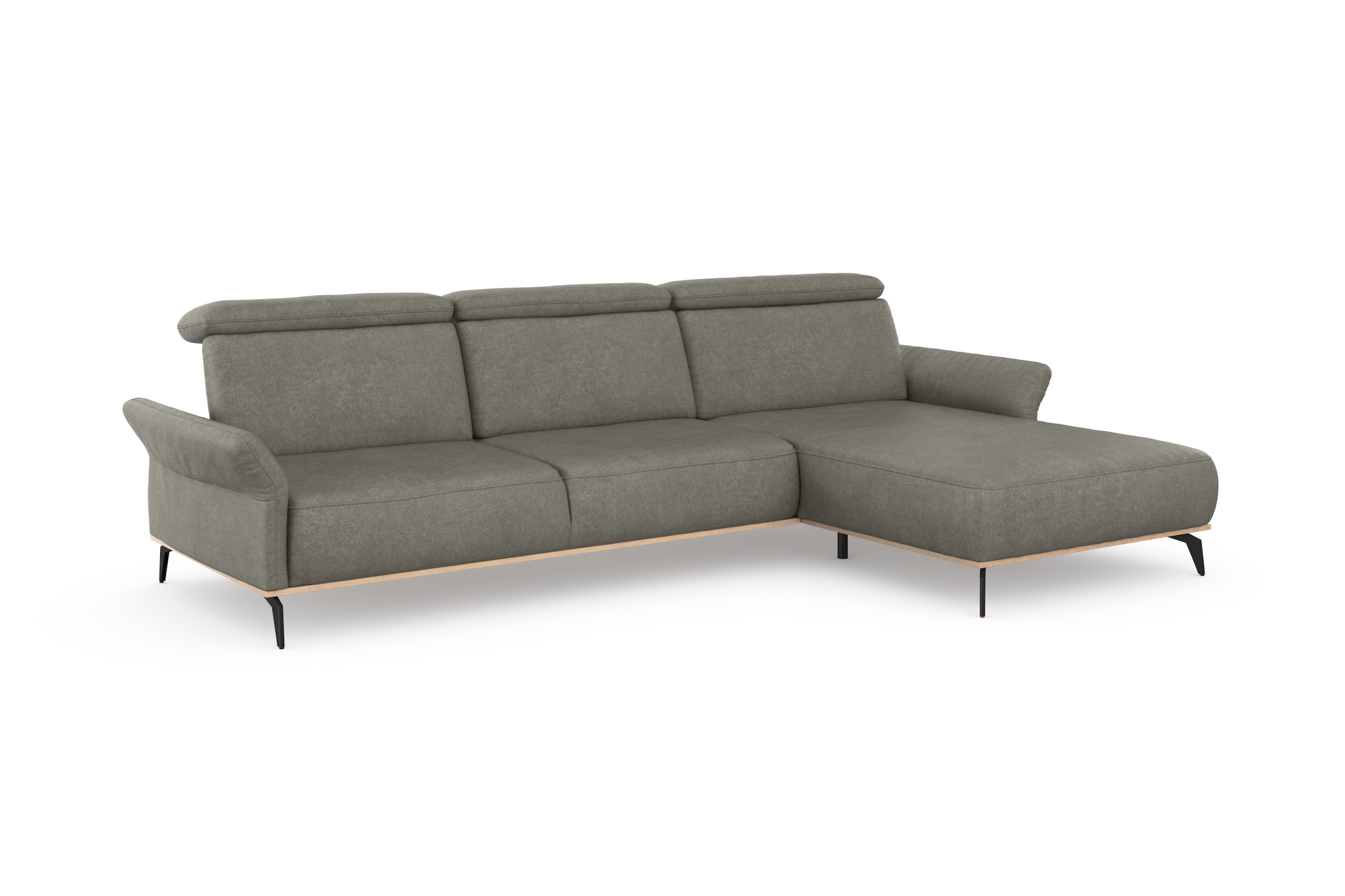 Places of Style Ecksofa »Fjord L-Form«, massiv, wahlweise mit Armlehnfunktion, Kopf- Sitztiefenverstellung