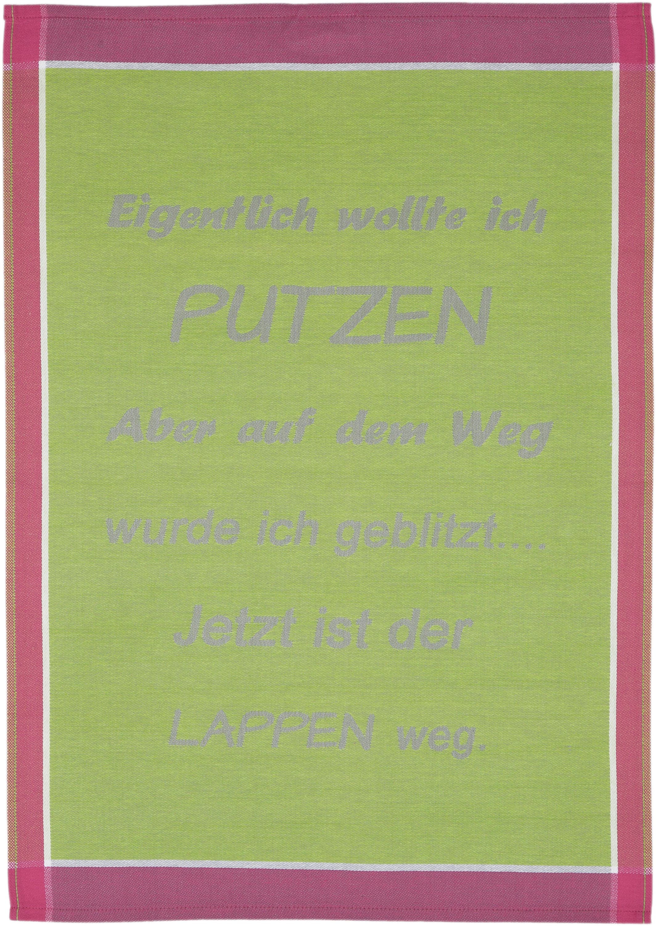 ROSS Geschirrtuch »Eigentlich wollte ich Putzen… Jetzt ist der Lappen weg.«, (Set, 3 tlg.), Sprüchetuch, aus 100% Baumwolle