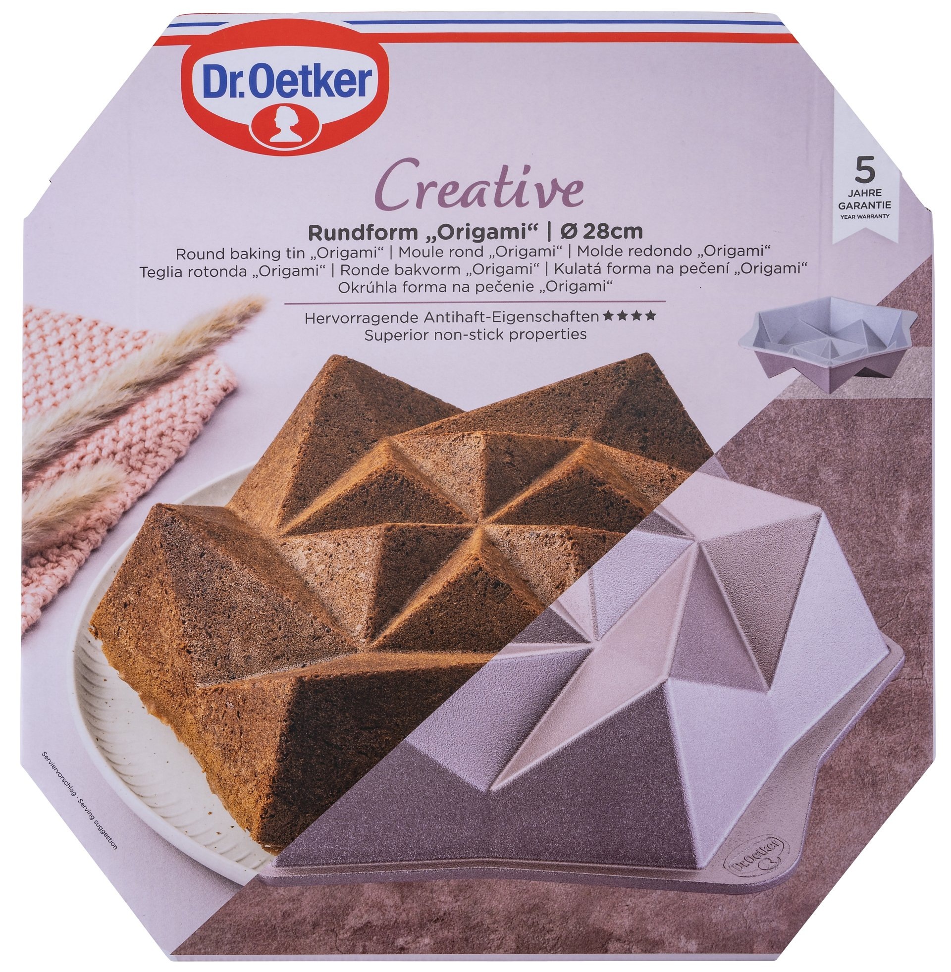 Dr. Oetker Küchenhelfer Backform »Origami« Rundform Origami – Gugelhupfform, Backform aus Aluminiumguss, +230 °C