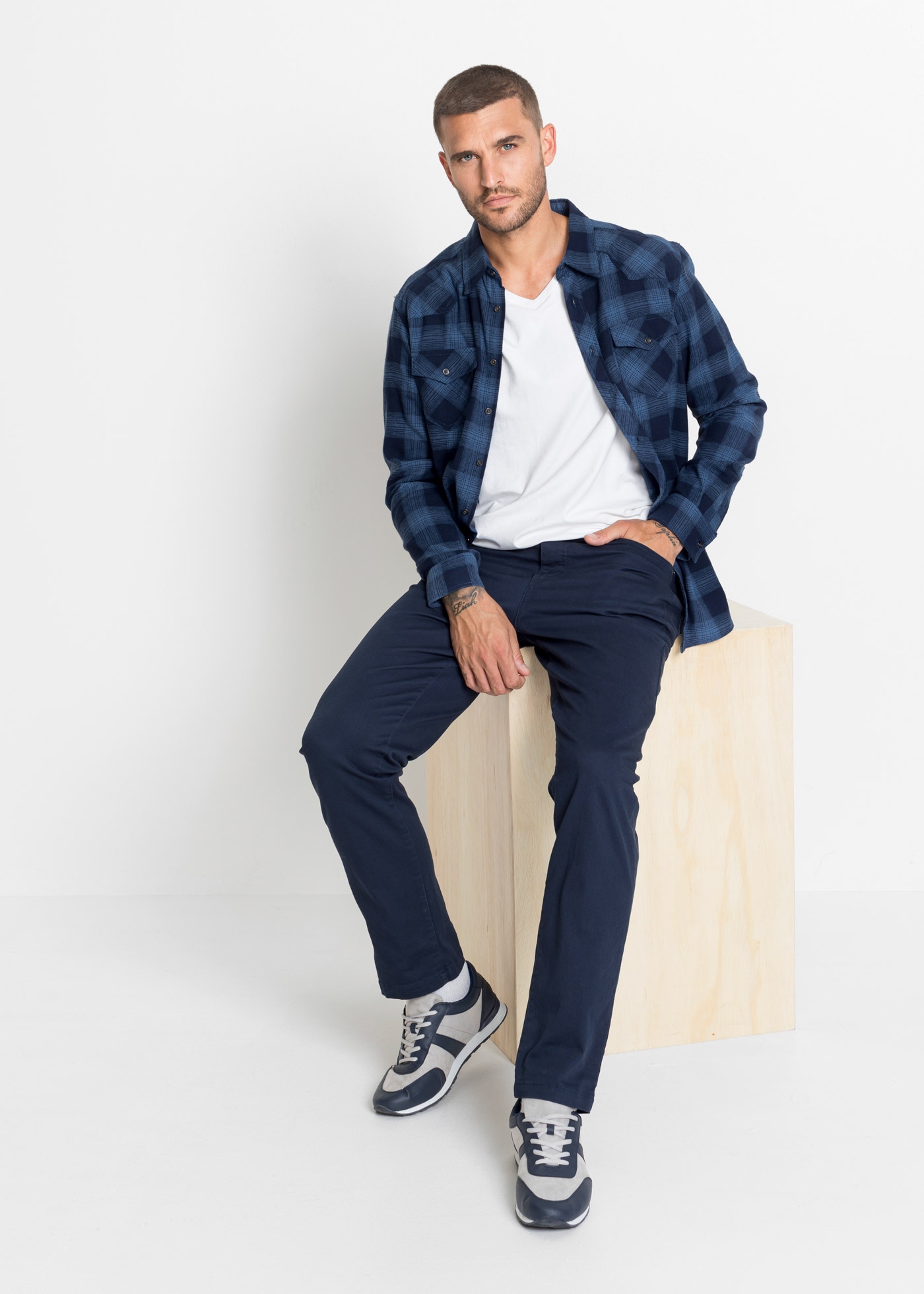 bonprix Flanellhemd aus Baumwoll-Flanell, mit Karo-Muster