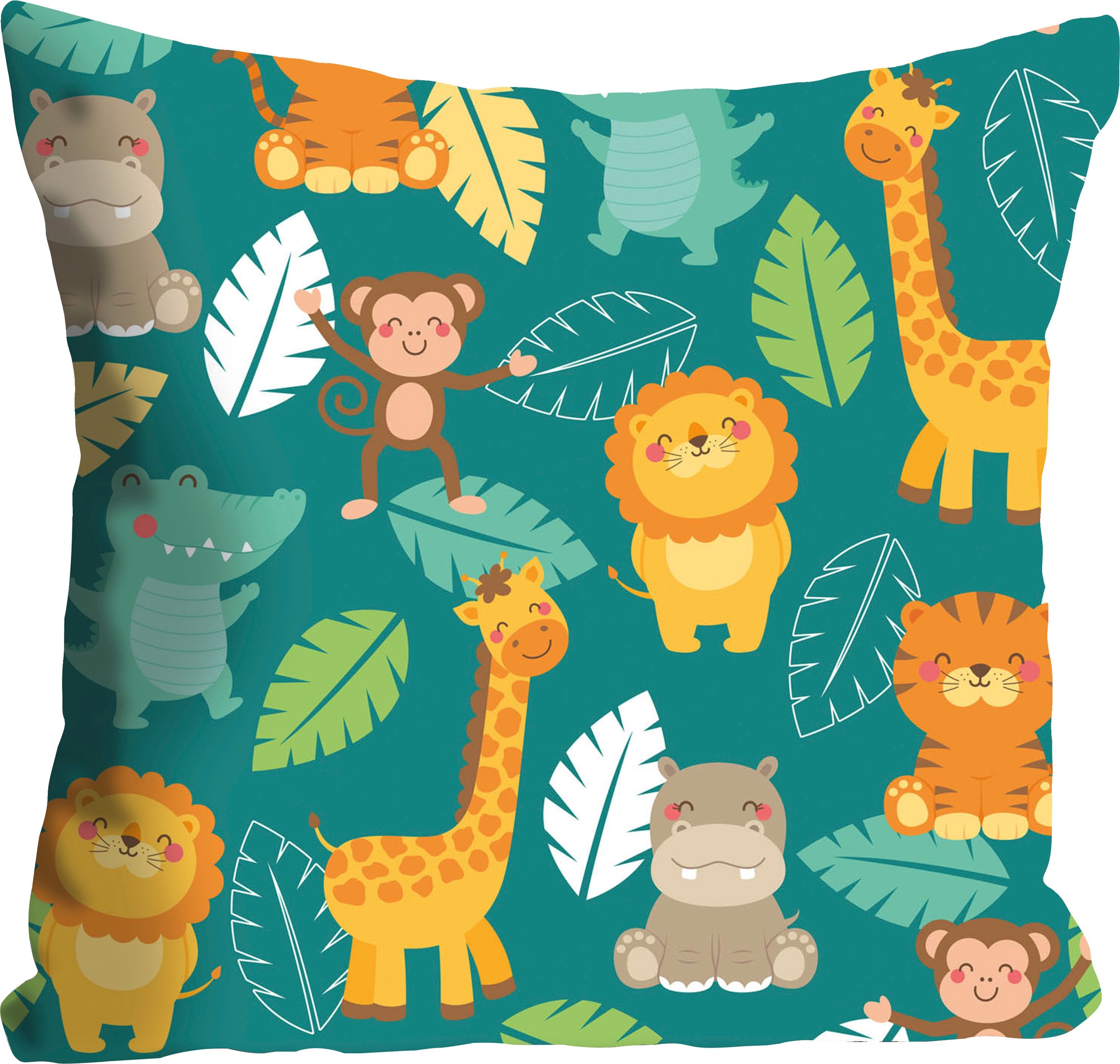 queence Dekokissen »Daniela« Kissenhülle,Löwe,Krokodil,Nilpferd,Kinder,Lustig,Tiere,Freundlich
