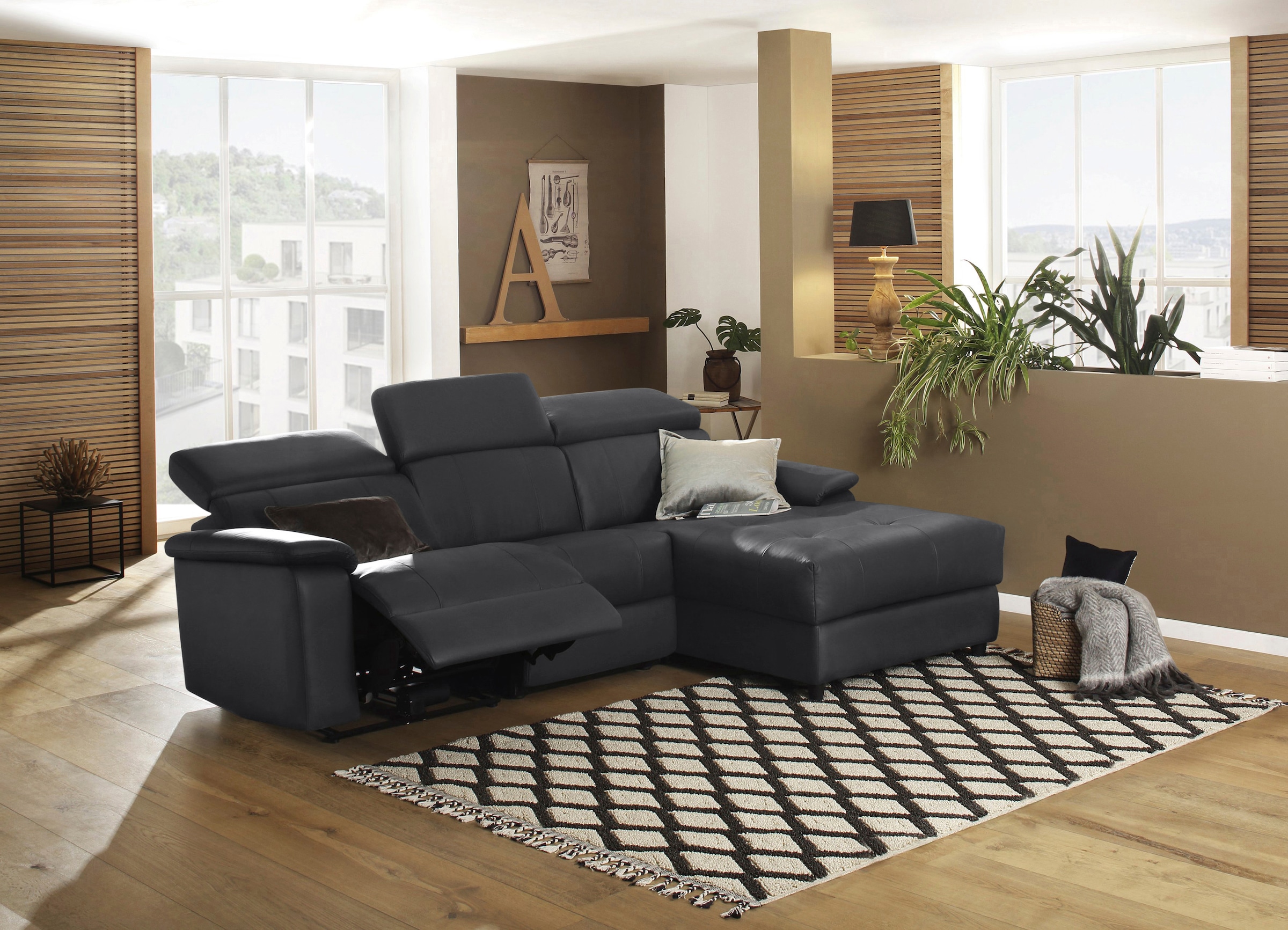Home affaire Ecksofa »Binado, L-Form,« mit manueller oder elektrischer Relaxfunktion mit USB-Anschluss