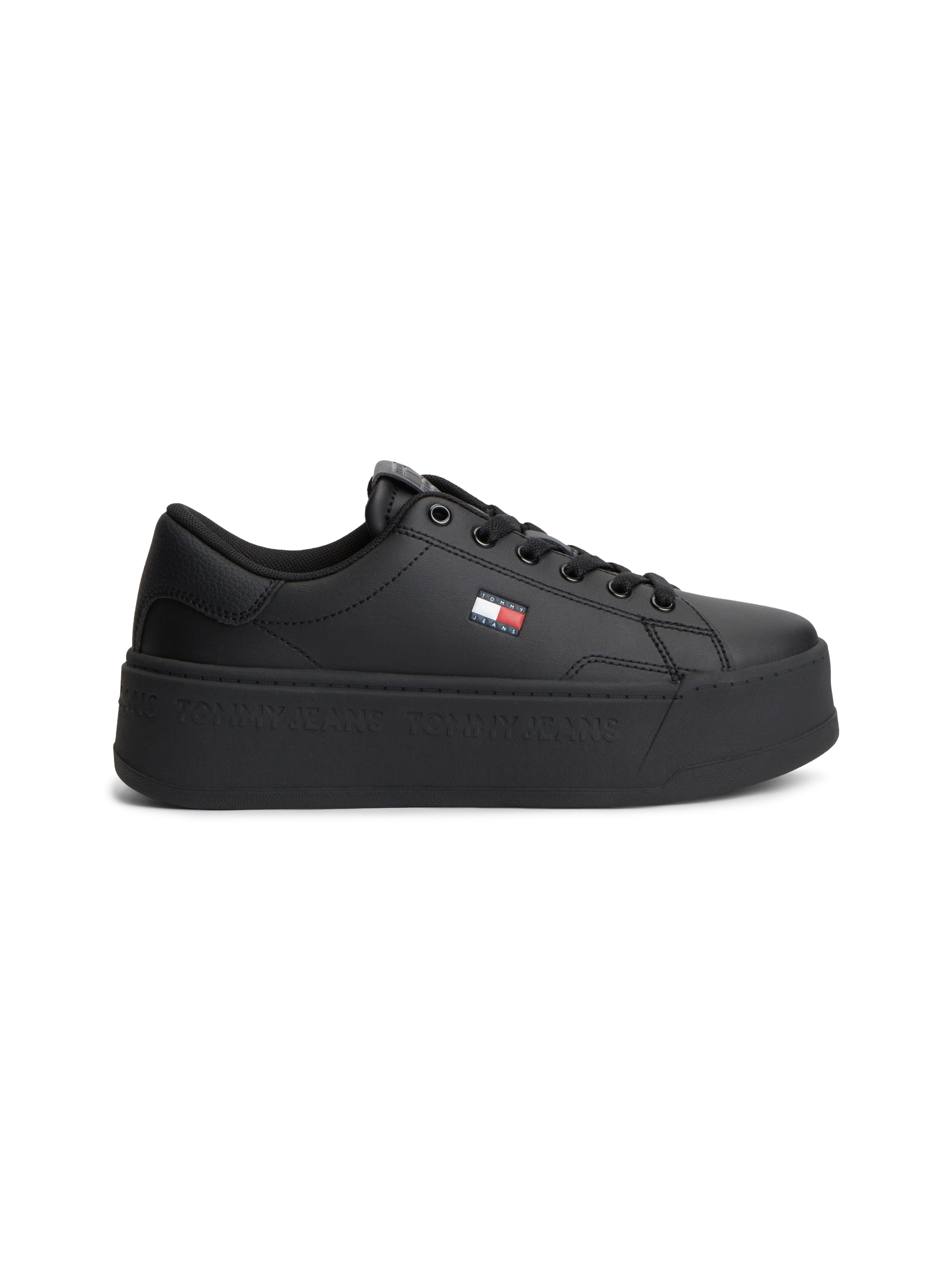 Tommy Jeans Plateausneaker »TJW SCRIPT CUPSOLE FLATFORM«  Freizeitschuh, Halbschuh, Schnürschuh mit seitlicher Logoflagge