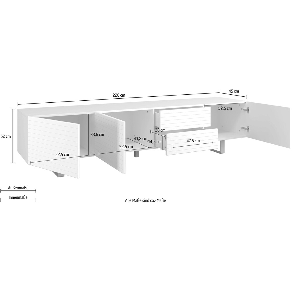 DIVENTA Lowboard, Breite 220 cm