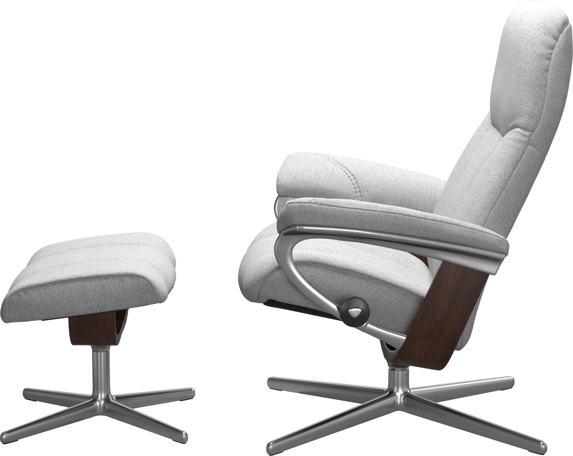 Stressless® Relaxsessel »Consul«, (Set, Relaxsessel mit Hocker), mit Hocker, mit Cross Base, Größe S, M & L, Holzakzent Braun