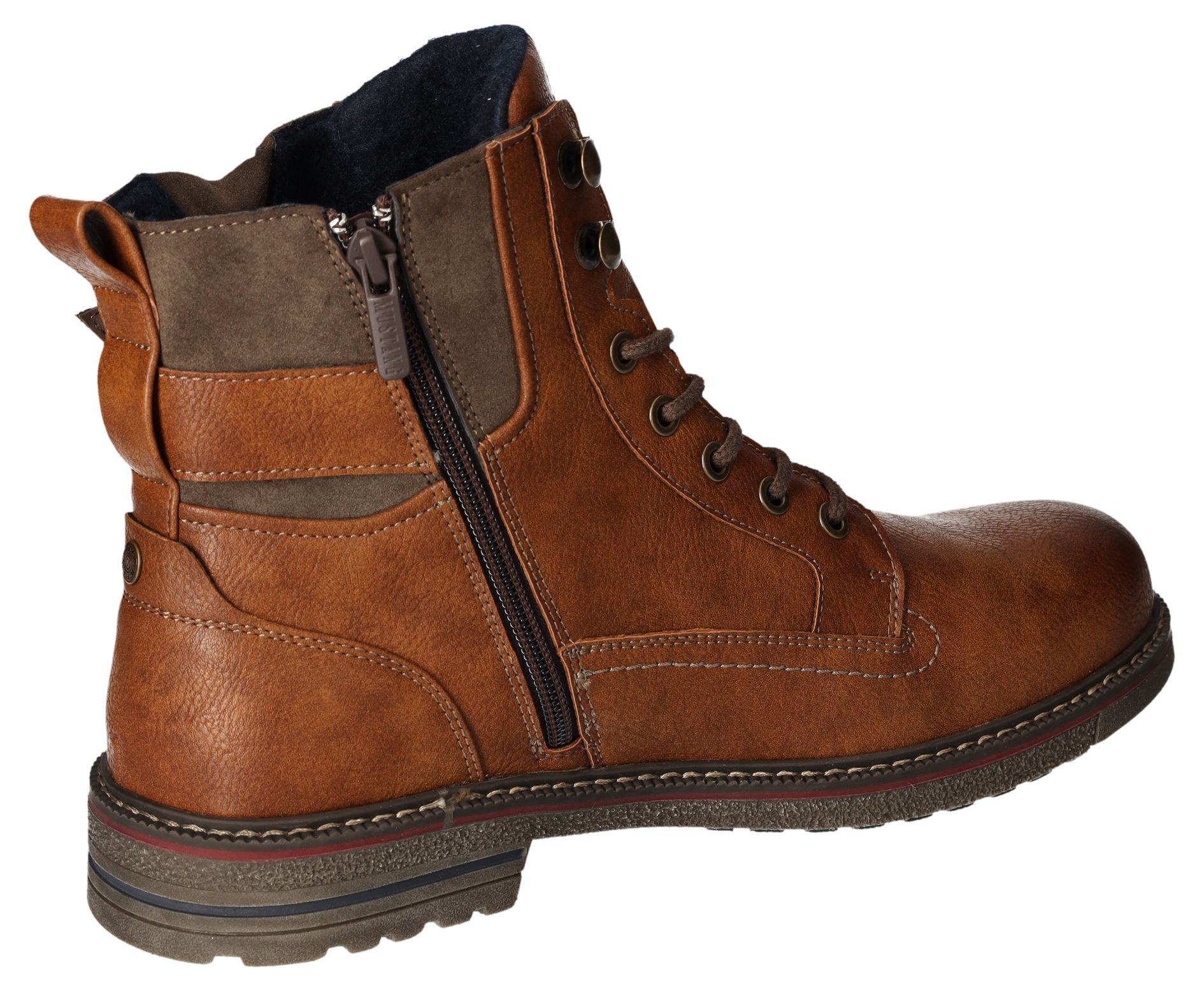 Mustang Shoes Schnürboots, Worker Boots, Herbstschuh, Stiefel mit Anziehlasche