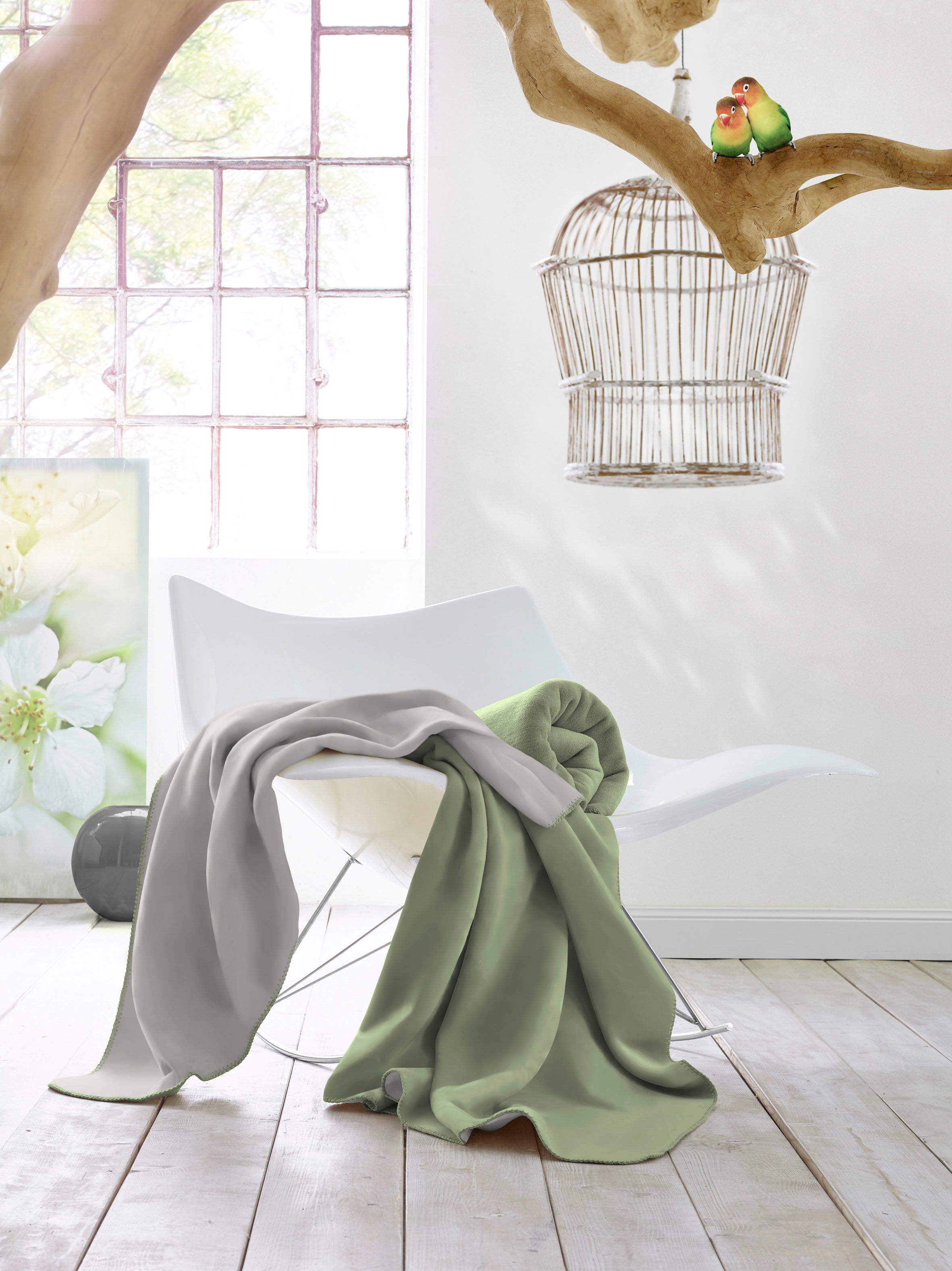 Biederlack Wohndecke »Duo«, mit unifarbener Wendeoptik, Kuscheldecke