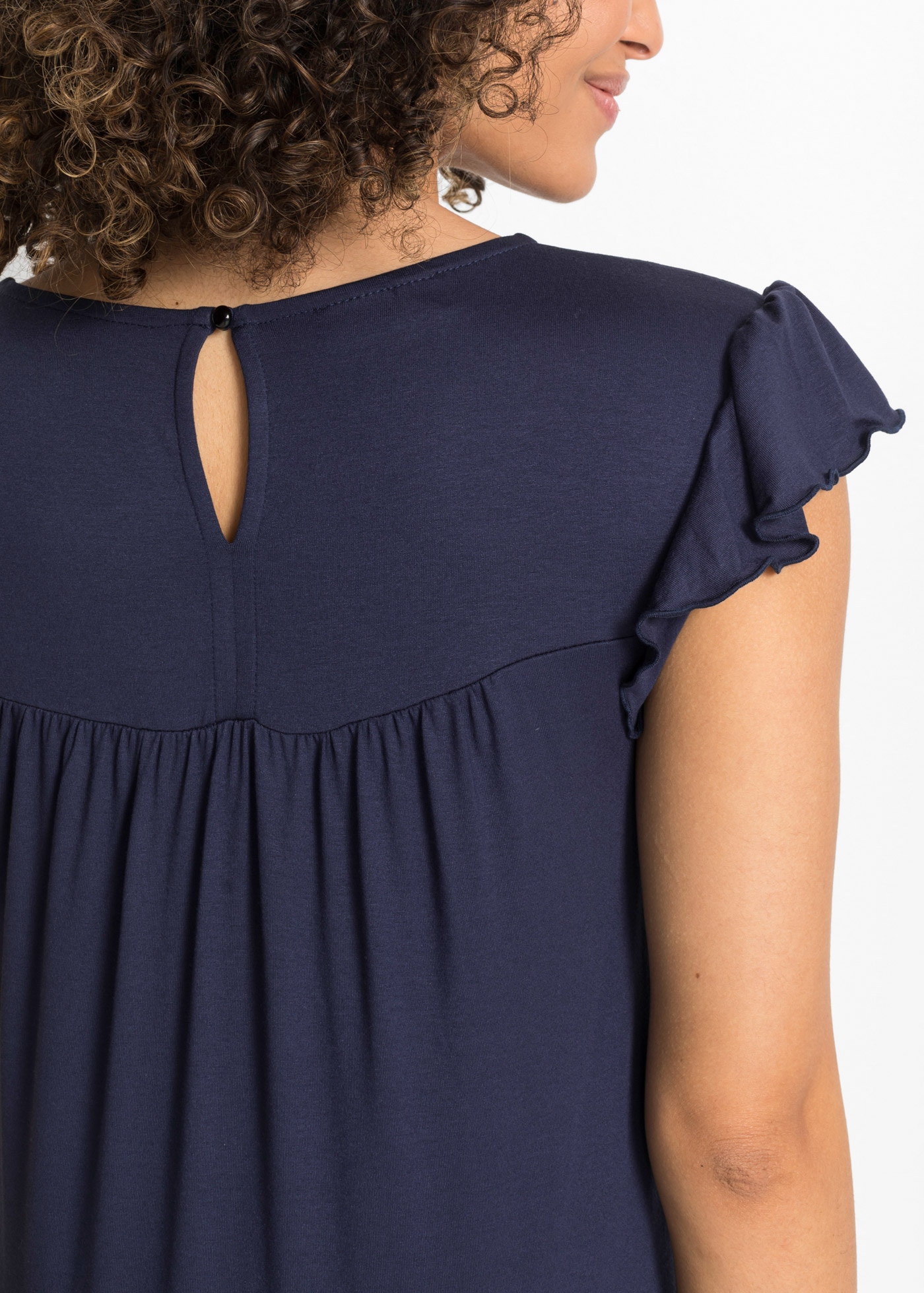 bonprix Midikleid für den Alltag, aus Viskose, A-Linie, mit Knopfverschluss im Nacken