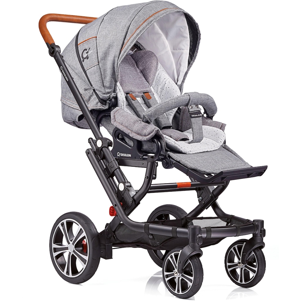 Gesslein Kombi-Kinderwagen »F6 Air+ mit Tragetasche C2 Compact, Grau meliert/Stern klein«