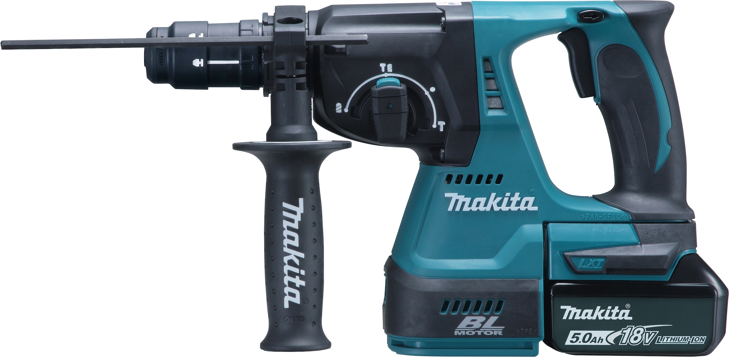 Makita Kombihammer »DHR243RTJ«, (Set), für SDS-PLUS 18 V, 5,0 Ah, inkl. Akku, Ladegerät und Koffer