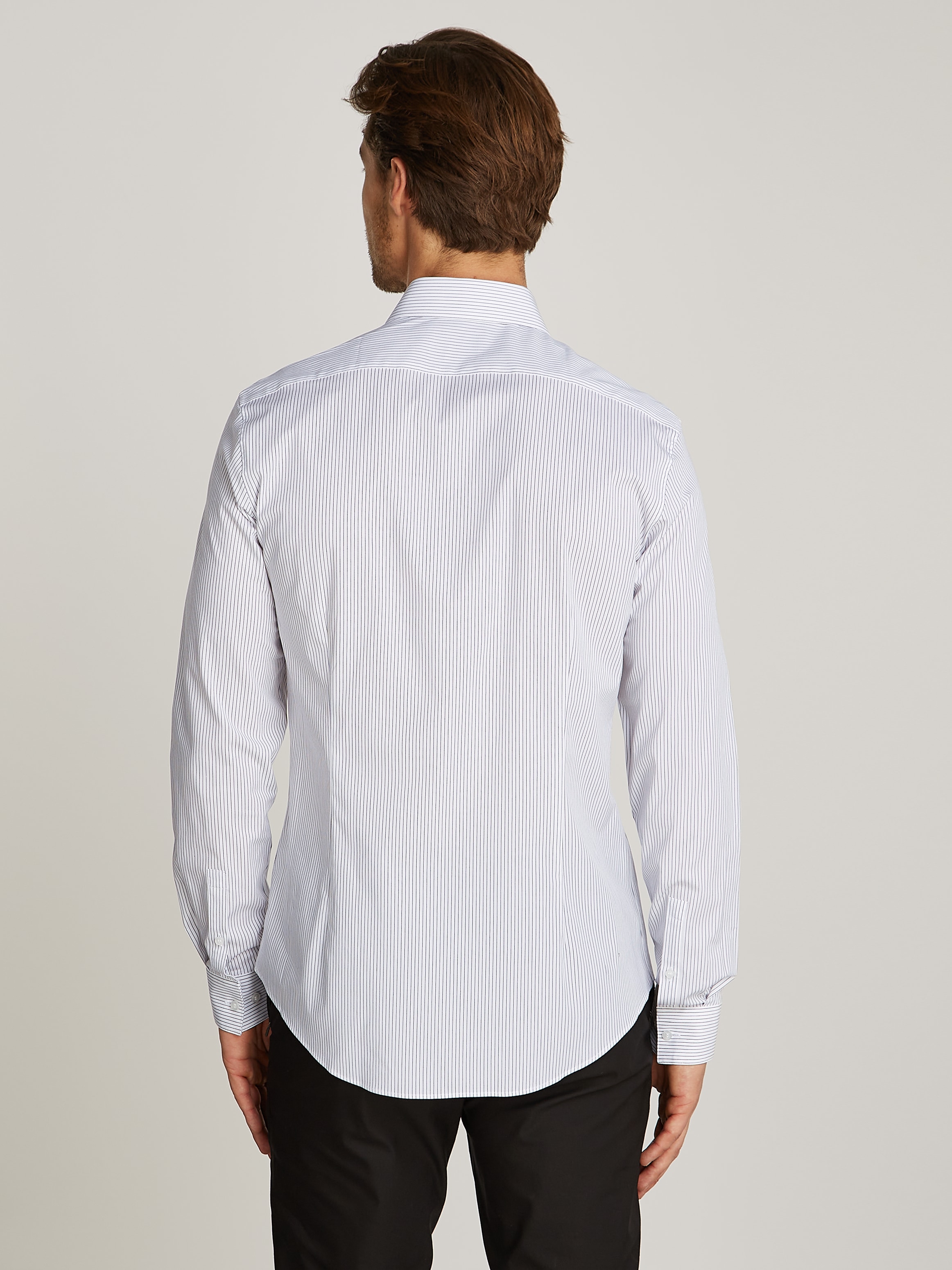 Calvin Klein Langarmhemd »POPLIN STRIPE SLIM SHIRT«, in gesteifter Optik
