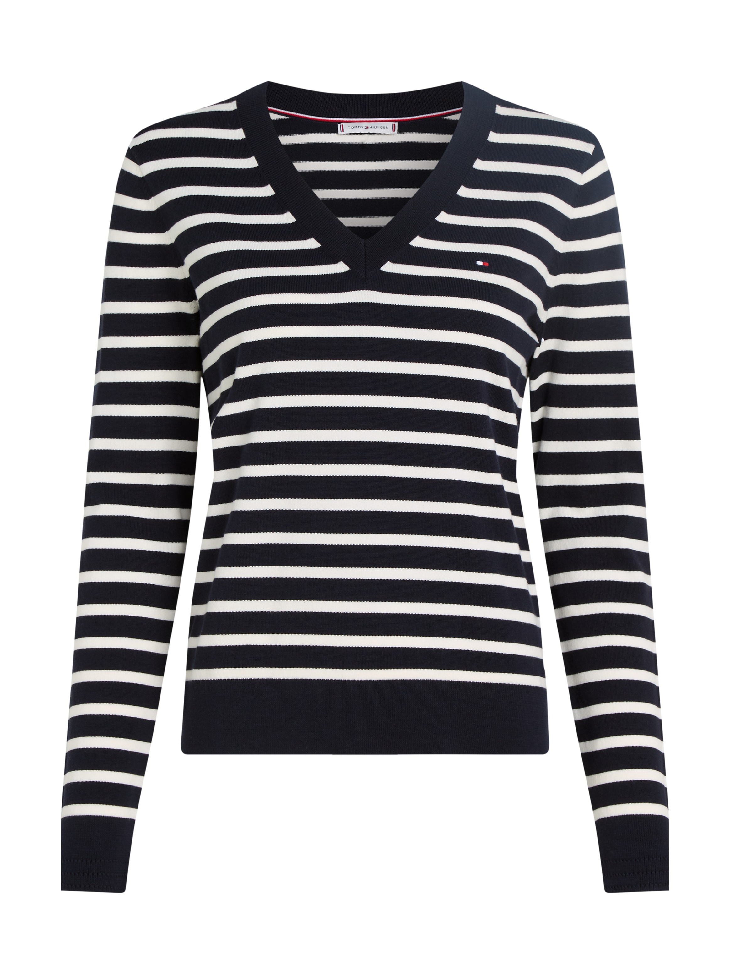 Tommy Hilfiger V-Ausschnitt-Pullover, mit Logo-Stickerei
