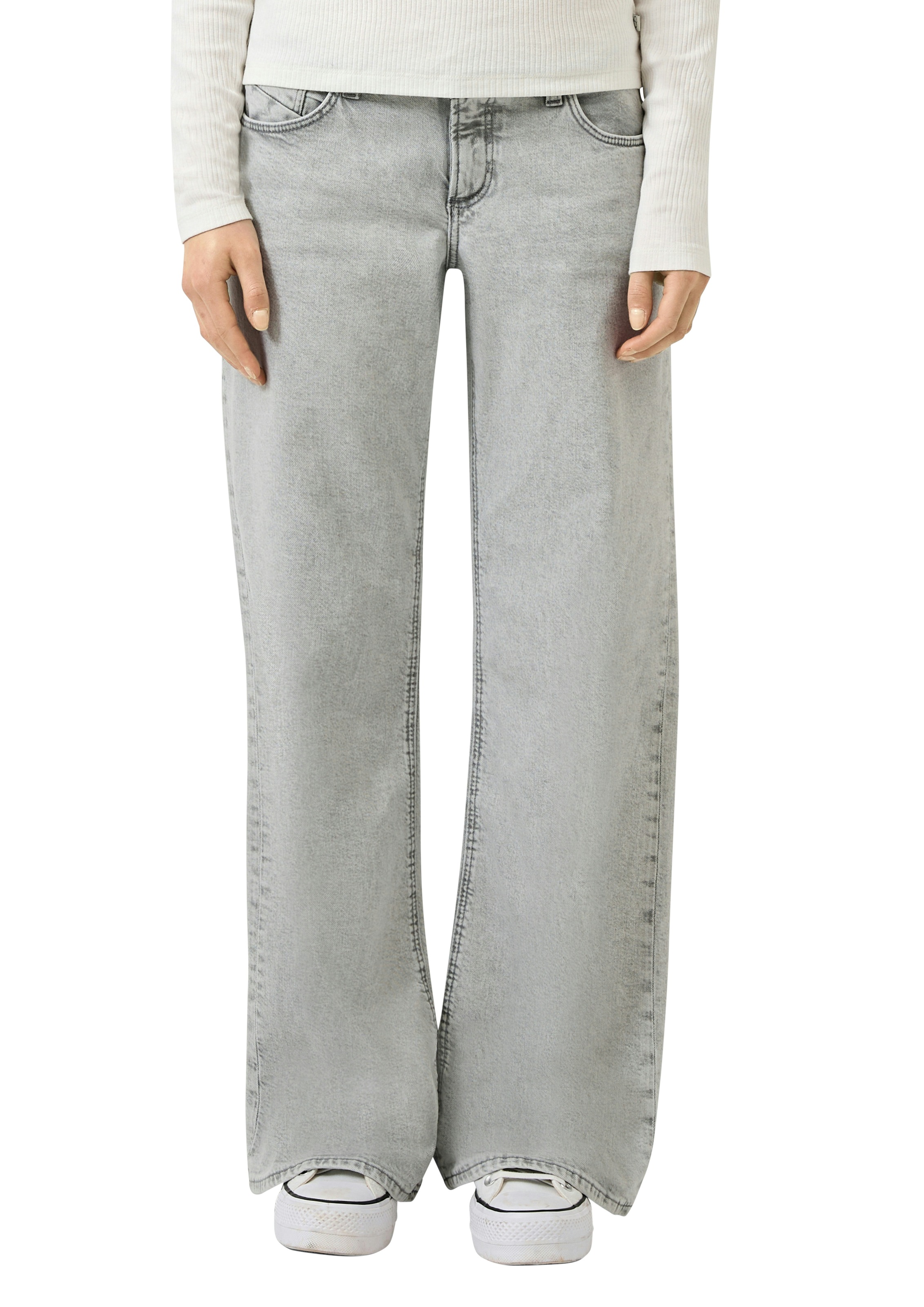 QS, Damen, Stretch-Jeans »CATIE Wide Leg« 5-Pocket-Form, light grey used, Länge 32, 34 - Länge 32, light grey used, Jeans von QS by S.OLIVER