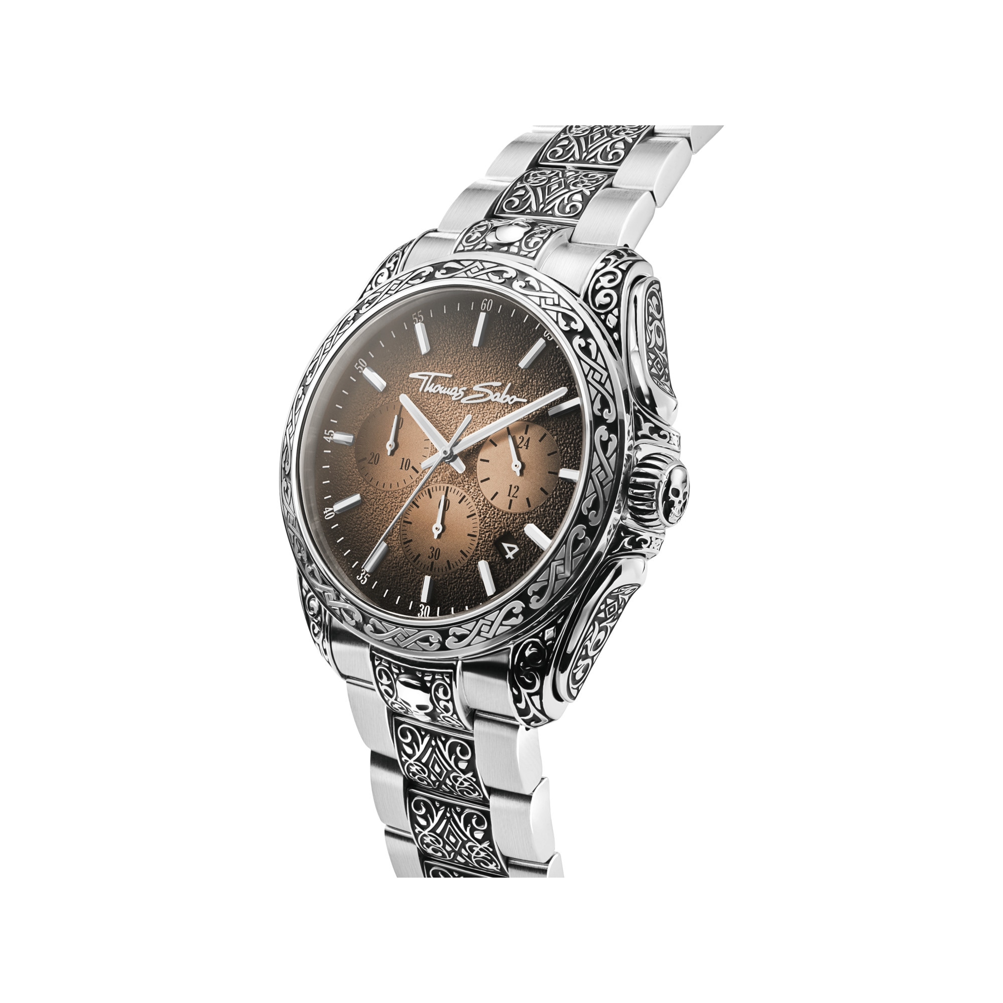 THOMAS SABO Chronograph »Engraved« Quarzuhr, Armbanduhr, Herrenuhr, Edelstahlarmband, analog, Tag