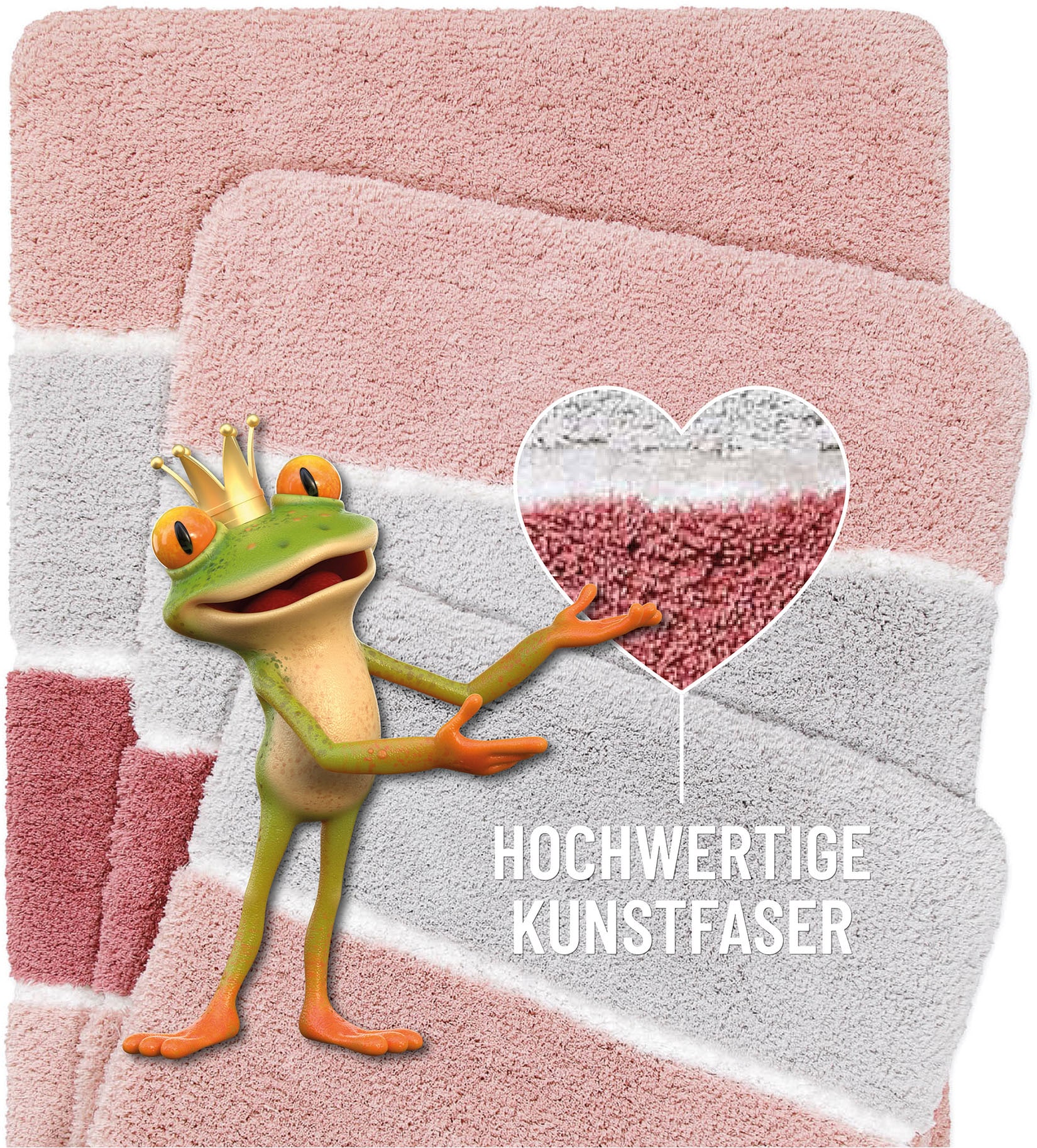 Homie Living Badematte »Rio Marina« Höhe 30 mm rutschhemmend beschichtet fußbodenheizungsgeeignet | schnell trocknend flauschiger Badteppich, modern gestreift, waschbar, Badezimmerteppich