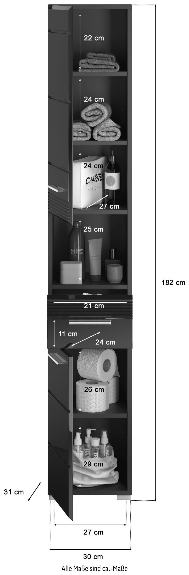 Home affaire Badmöbel-Set »Malmö, 3 teilig, bestehend aus:« 3 Stk. tlg.
