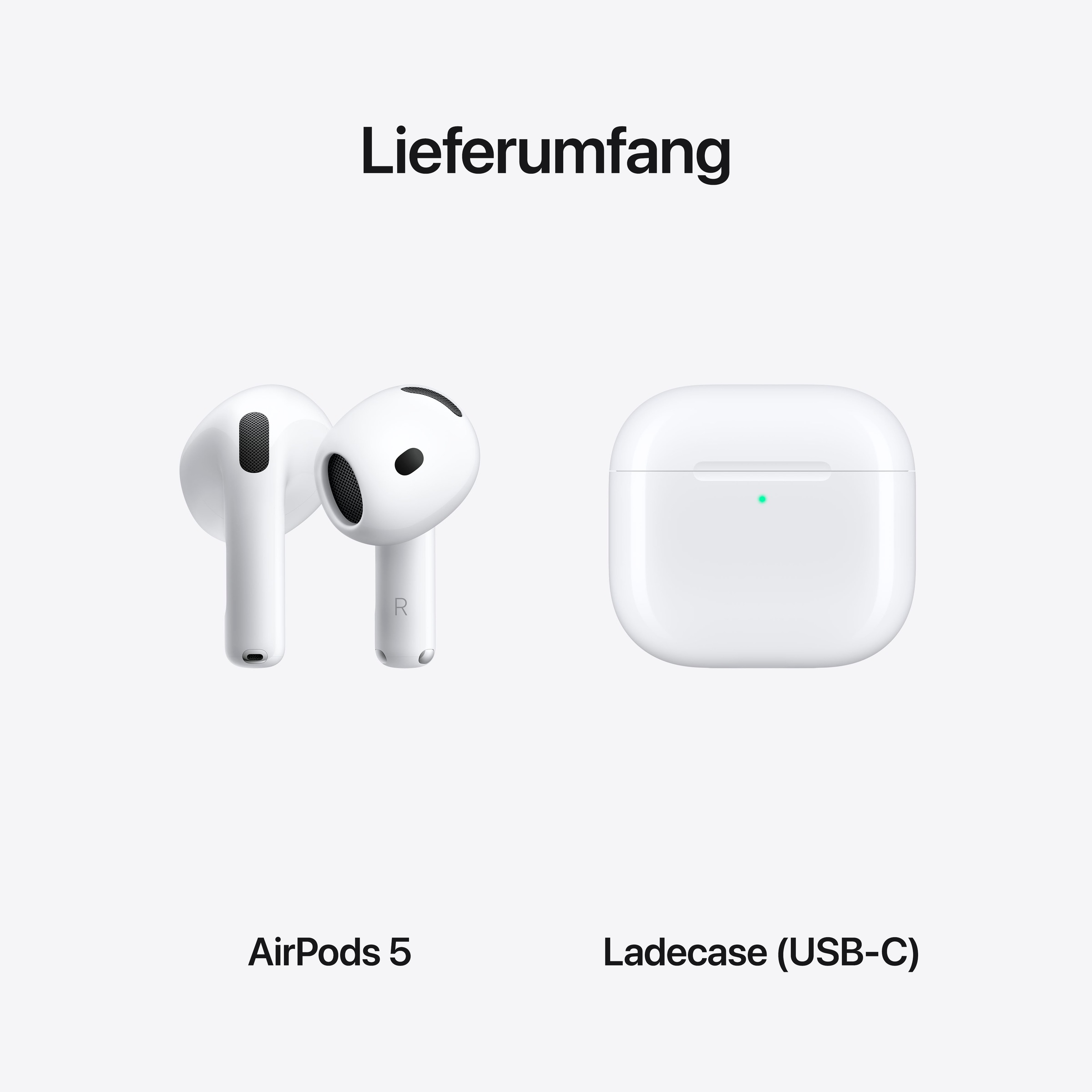 Apple wireless In-Ear-Kopfhörer »AirPods 5« Bluetooth Active Noise Cancelling (ANC) | Freisprechfunktion | Transparenzmodus | True Wireless | integrierte Steuerung für Anrufe und Musik