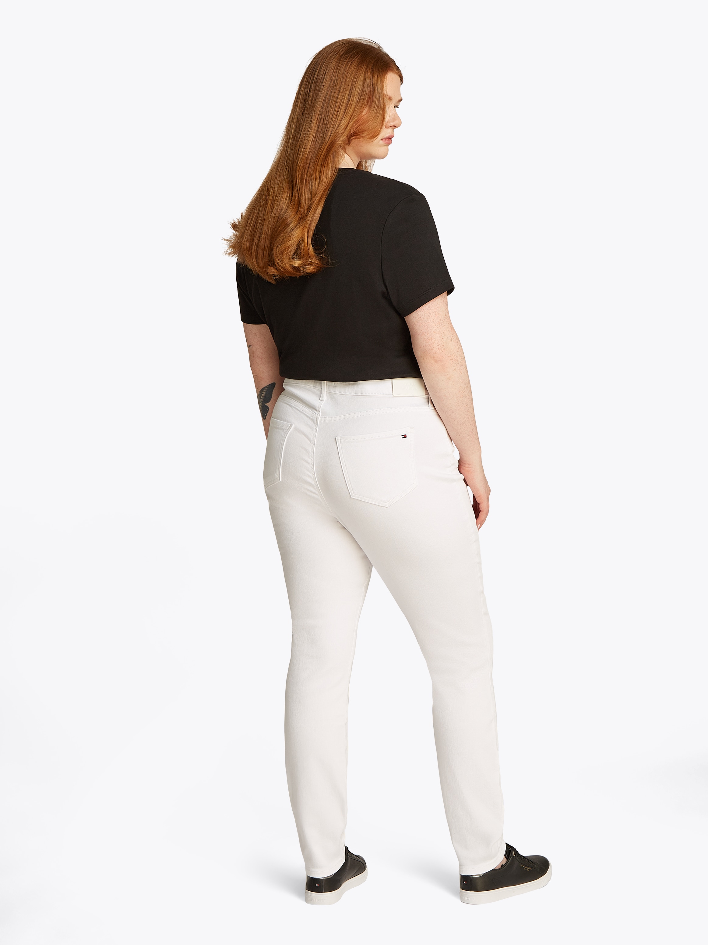 Tommy Hilfiger Curve Skinny-fit-Jeans »CRV HARLEM U SKINNY HW CLR«, in Großen Größen, Tommy Jeans Logo-Badge, stoned wash Optik