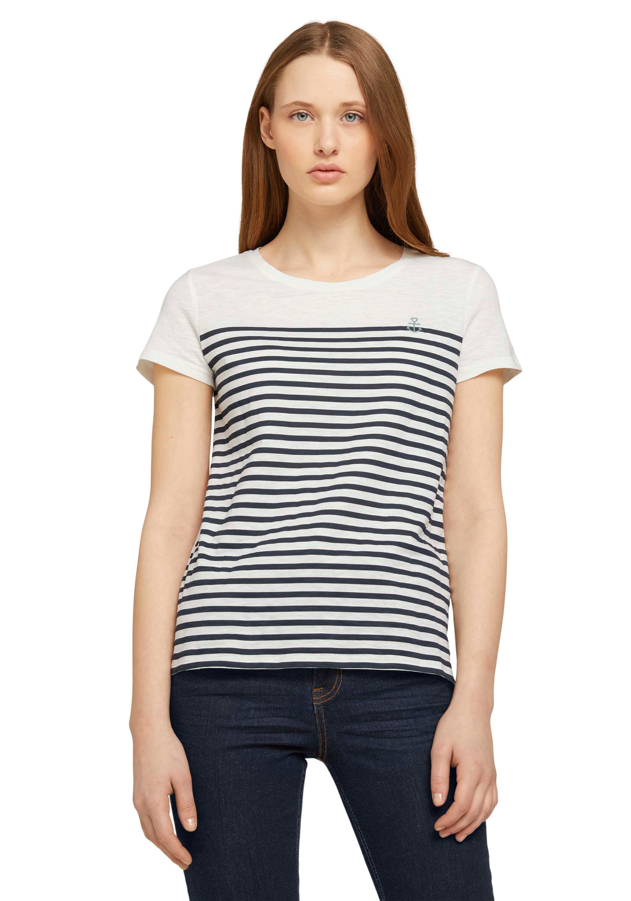 TOM TAILOR Denim T-Shirt mit kleiner Stickerei