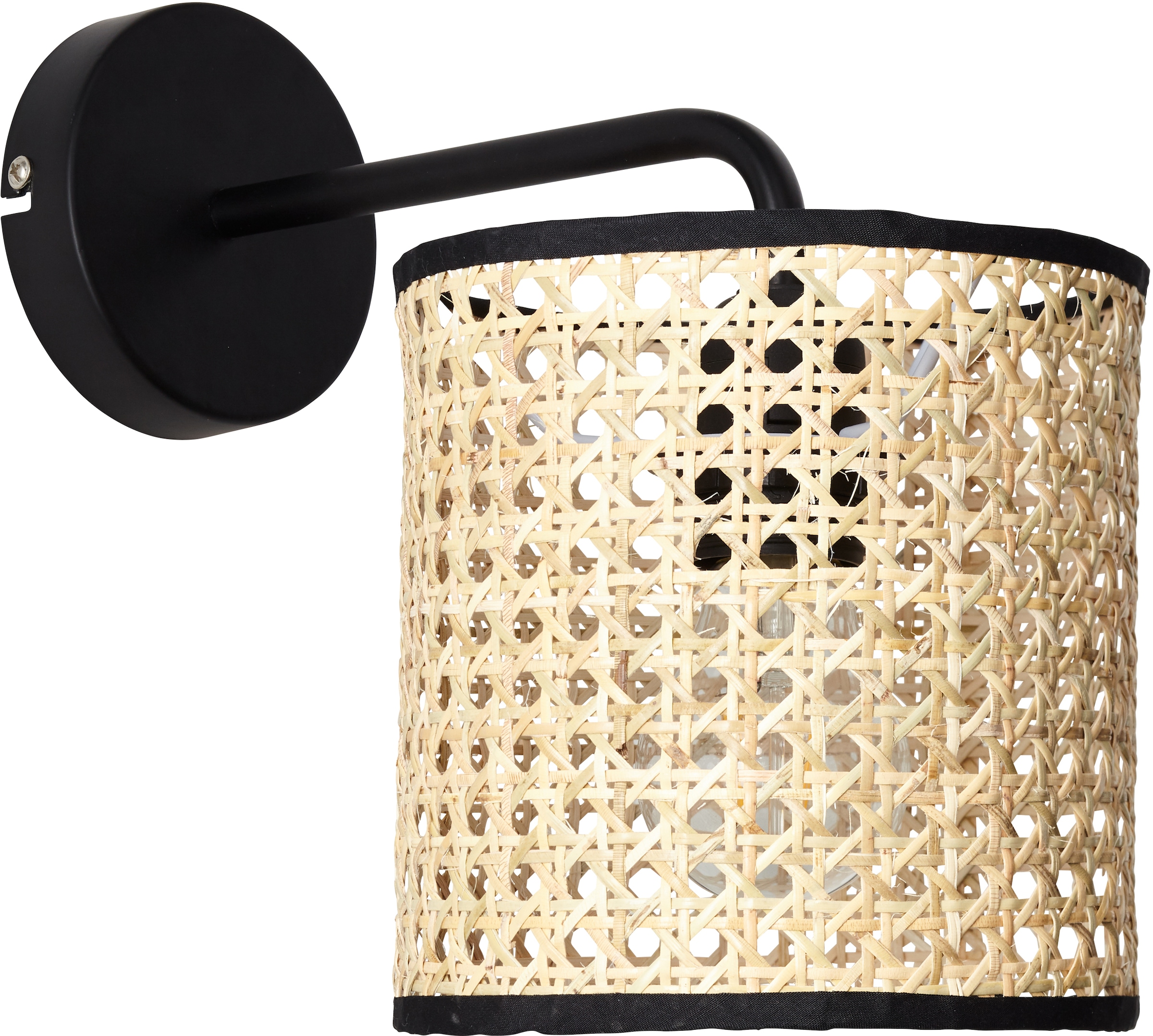 Brilliant, Wandleuchte »WILEY« E27 1 Stk. 25 cm Höhe, 29 cm Ausladung, E27, Metall/Rattan, holz hell/schwarz, beige, 1, beige