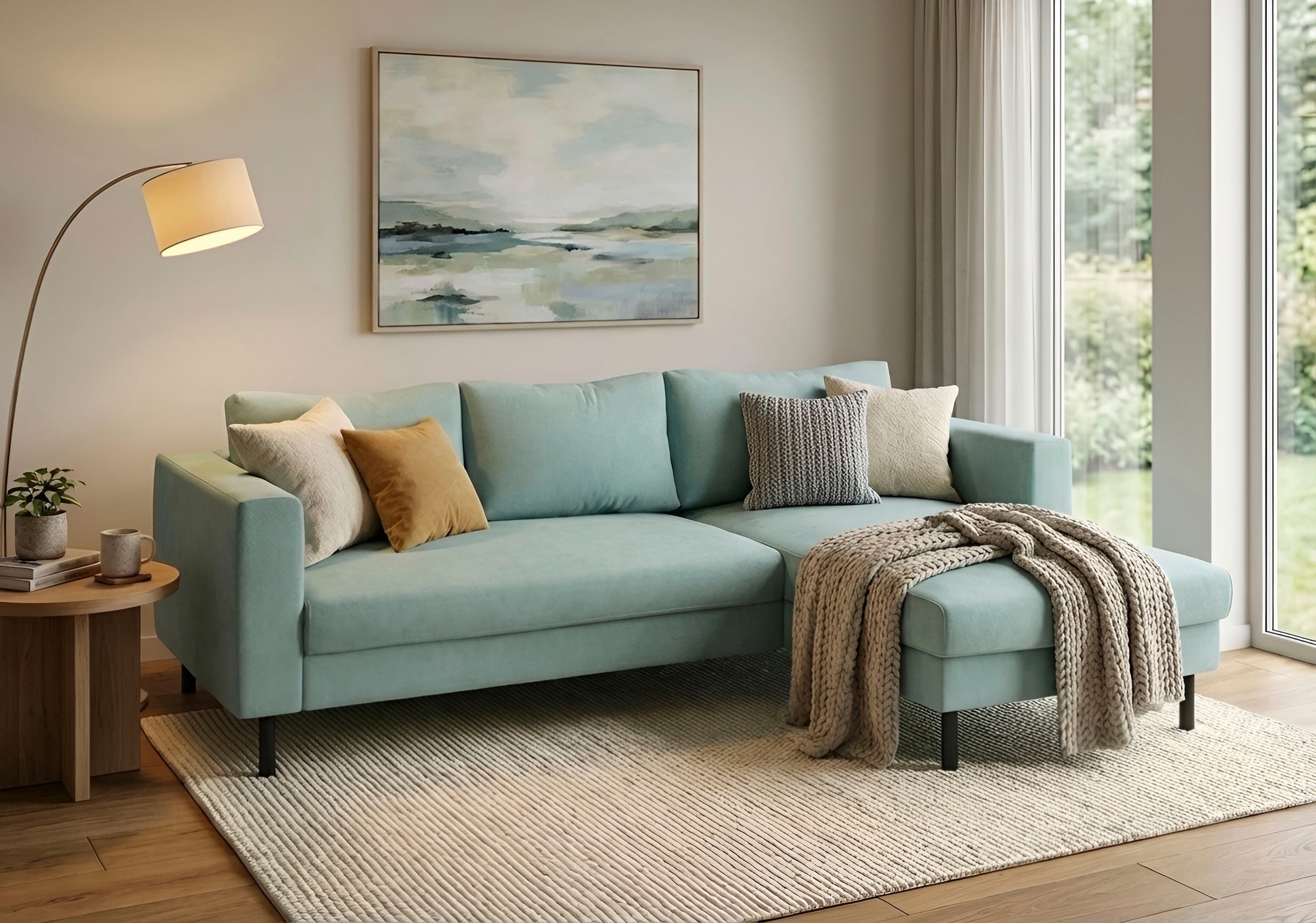 TRENDMANUFAKTUR Ecksofa »Amazing II, wahlw. mit Schlaffunktion & Bettkasten, Fuß schwarz« Recamiere beidseitig montierbar, L-Form,in Cord o. Struktur, B: 232 cm