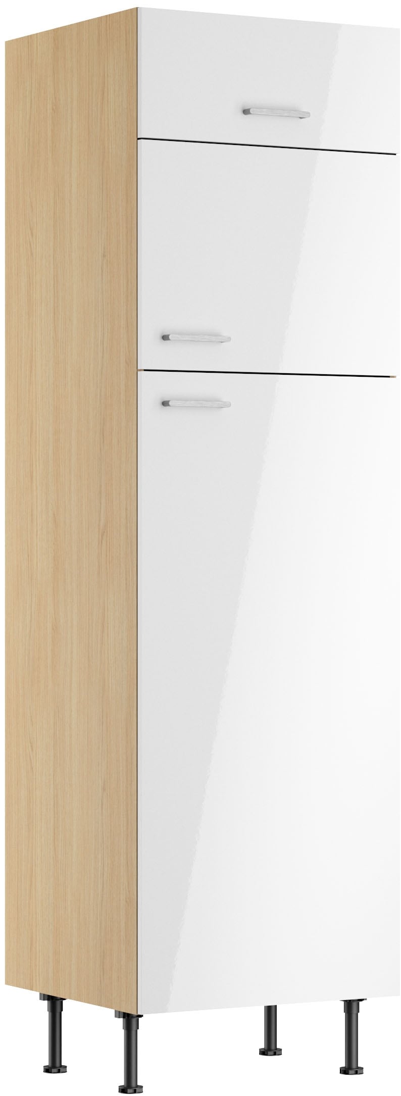 KOCHSTATION Kühlumbauschrank "KS-Lucy" Breite 60 cm, m. 2 Türen, 1 Klappe, Soft-Close, höhenverstellbare Füße