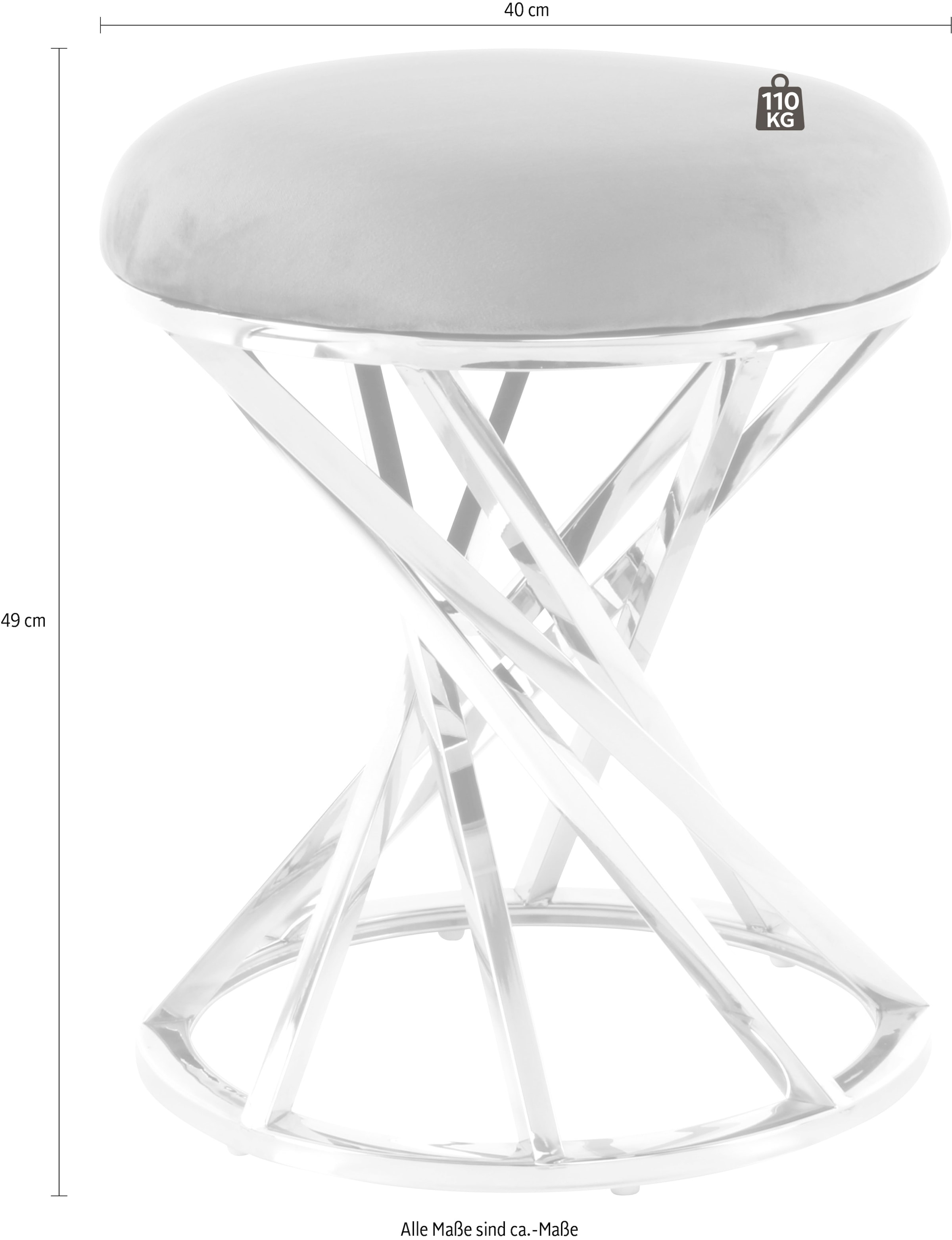 Kayoom Sitzhocker »Hocker Wesley 325,Sitzpouf in elegantem Design, Gestell aus Metall« 1 Stk. tlg. glamourös, hochwertig, mit weichem Sitzkissen und Stoffbezug