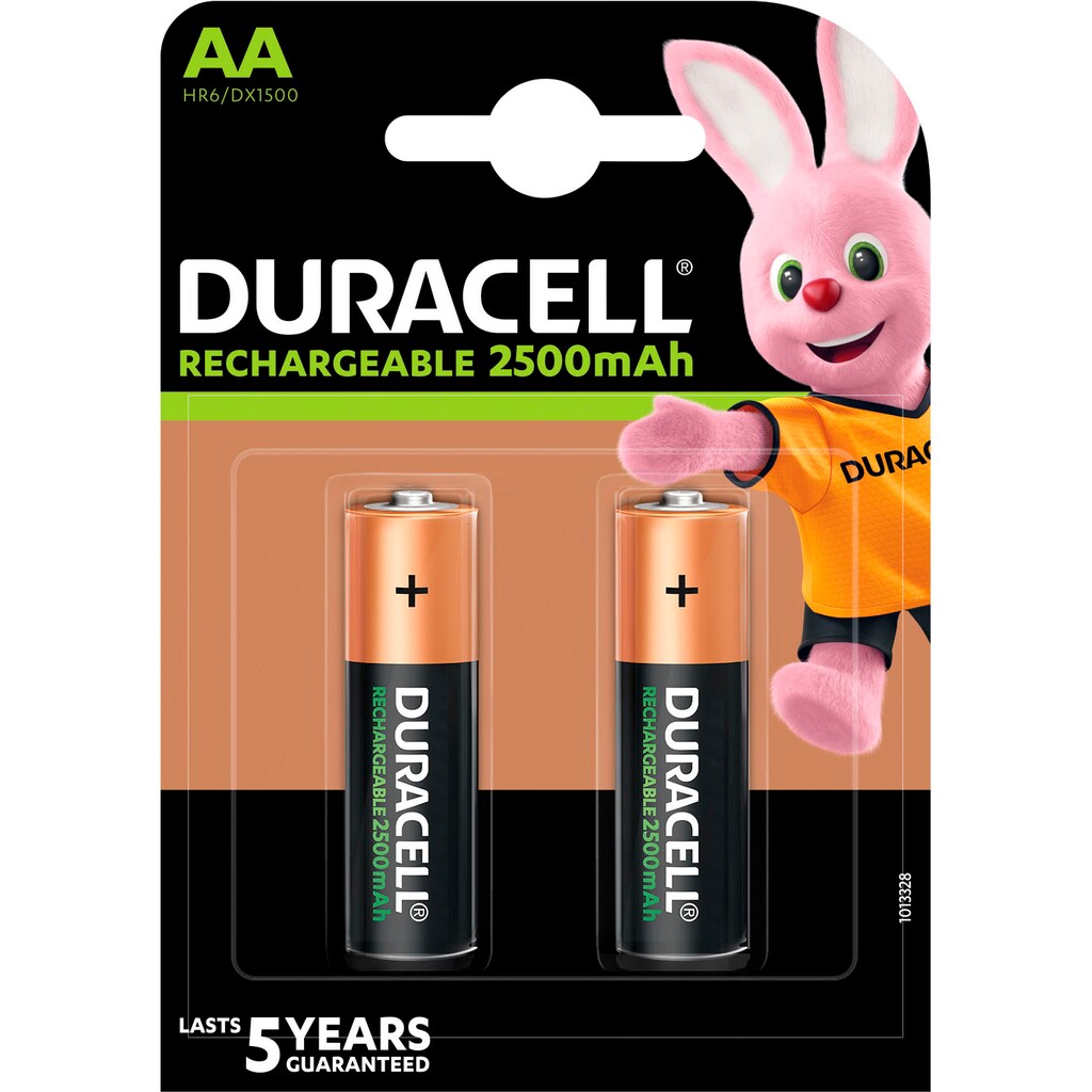 Duracell Akkupacks »2er Pack Rechargeable AA 2500mAh«, Mignon, 2500 mAh, 1,2 V