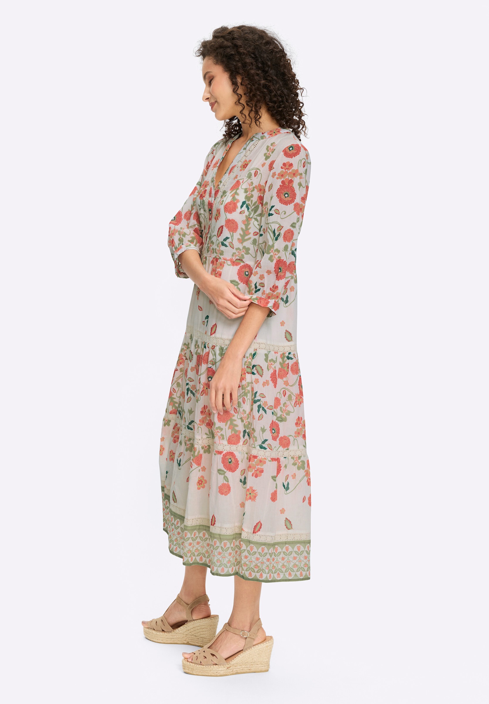 heine Shirtkleid »Druck-Kleid Druckkleid mit abknöpfbarem Unterkleid« Ohne Taschen