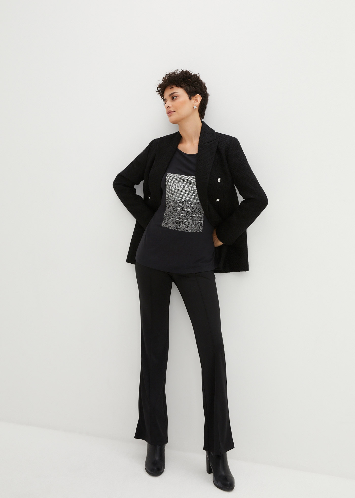 bonprix Longblazer »Longblazer« figurnaher Schnitt, aus Polyester, Viskose und Elasthan