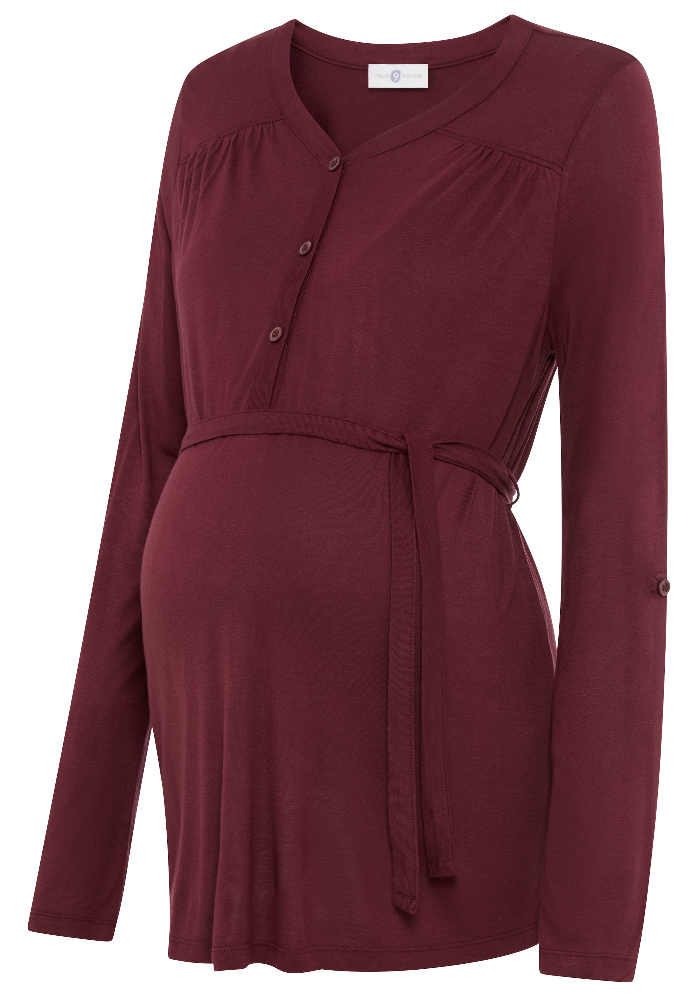Neun Monate Umstandsshirt »Jersey-Bluse mit Bindegürtel«, Viskose Umstands-Bluse praktisch für Schwangerschaft und danach