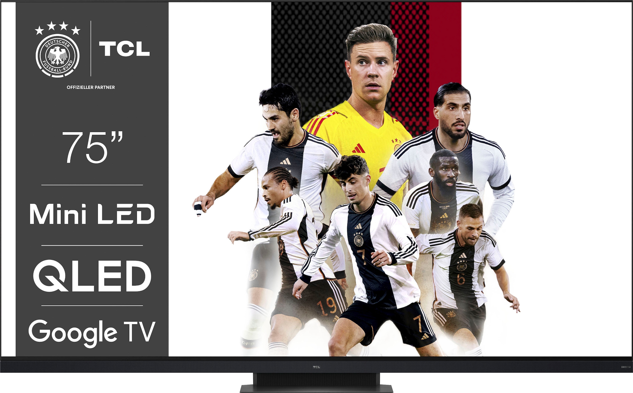 TCL QLED Mini LED-Fernseher »75C935X2«, 4K Ultra HD, Google TV-Smart-TV, 2500nits, HDR Extreme, Dolby Atmos, HDMI 2.1, ONKYO-Soundbar